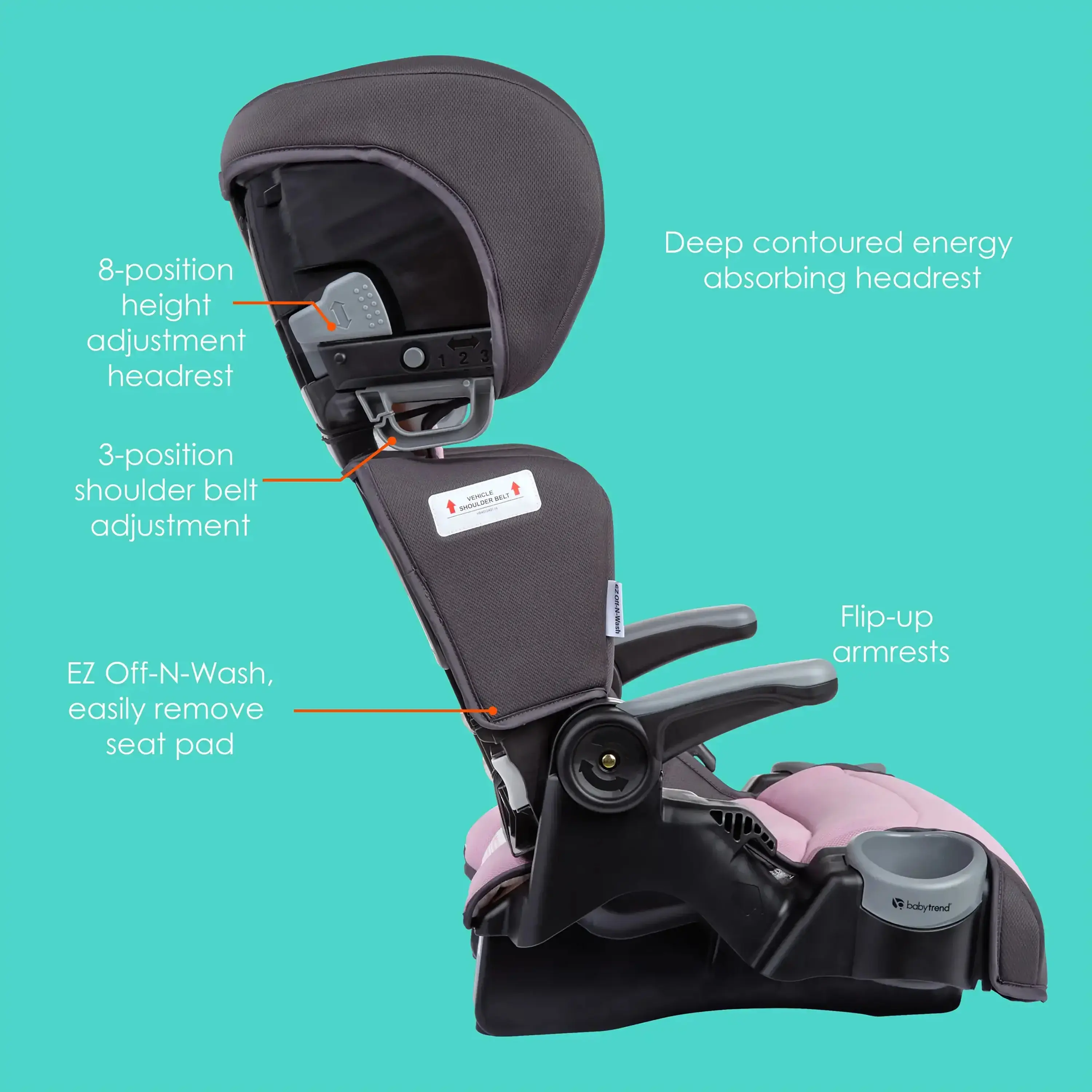2-in-1 Lightweight Folding Booster Car Seat w/ Side Impact Protection & Comfortable Arm Rests