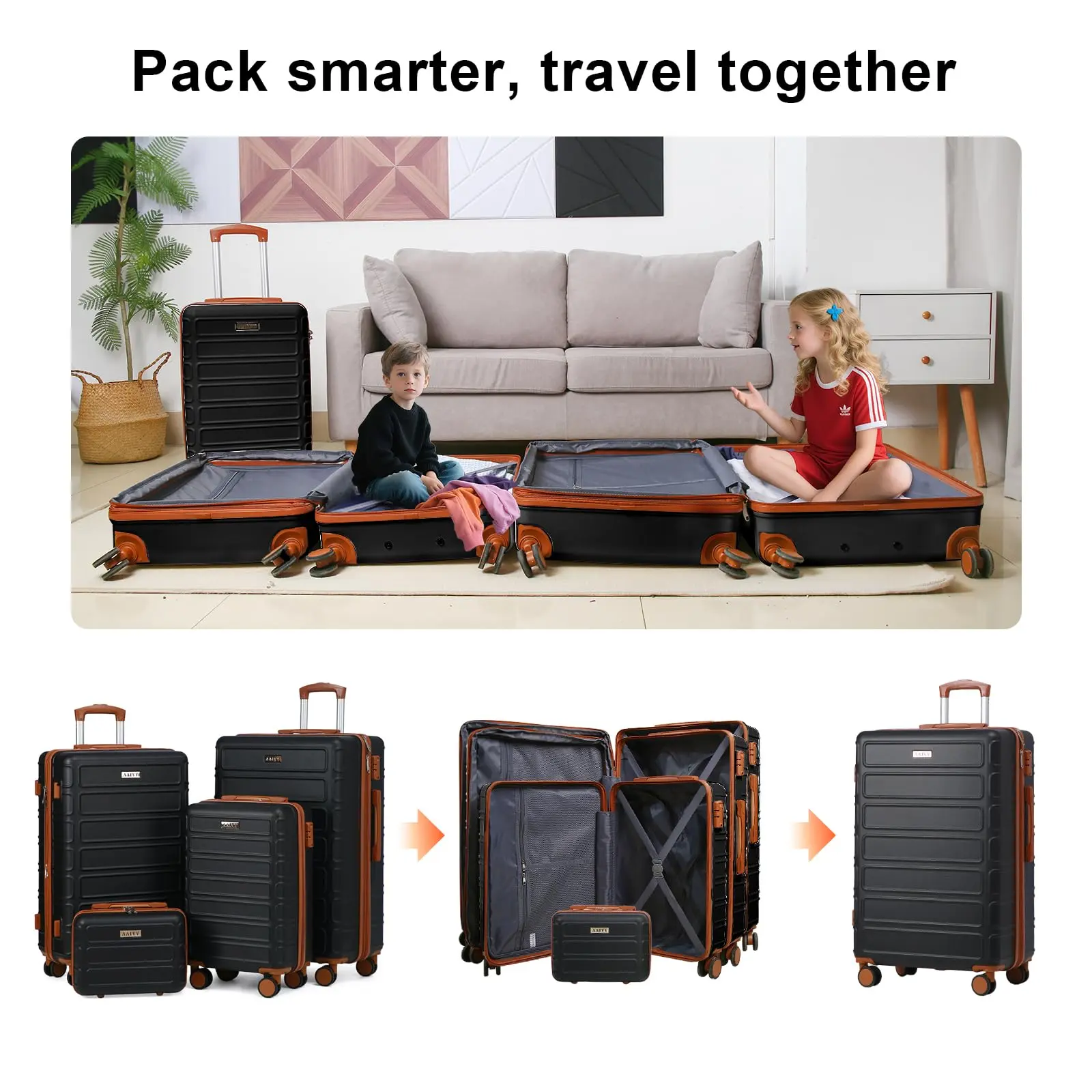 4-Piece Expandable Luggage Set – Durable Hardshell Suitcases with TSA Lock & Spinner Wheels for Smooth Travel