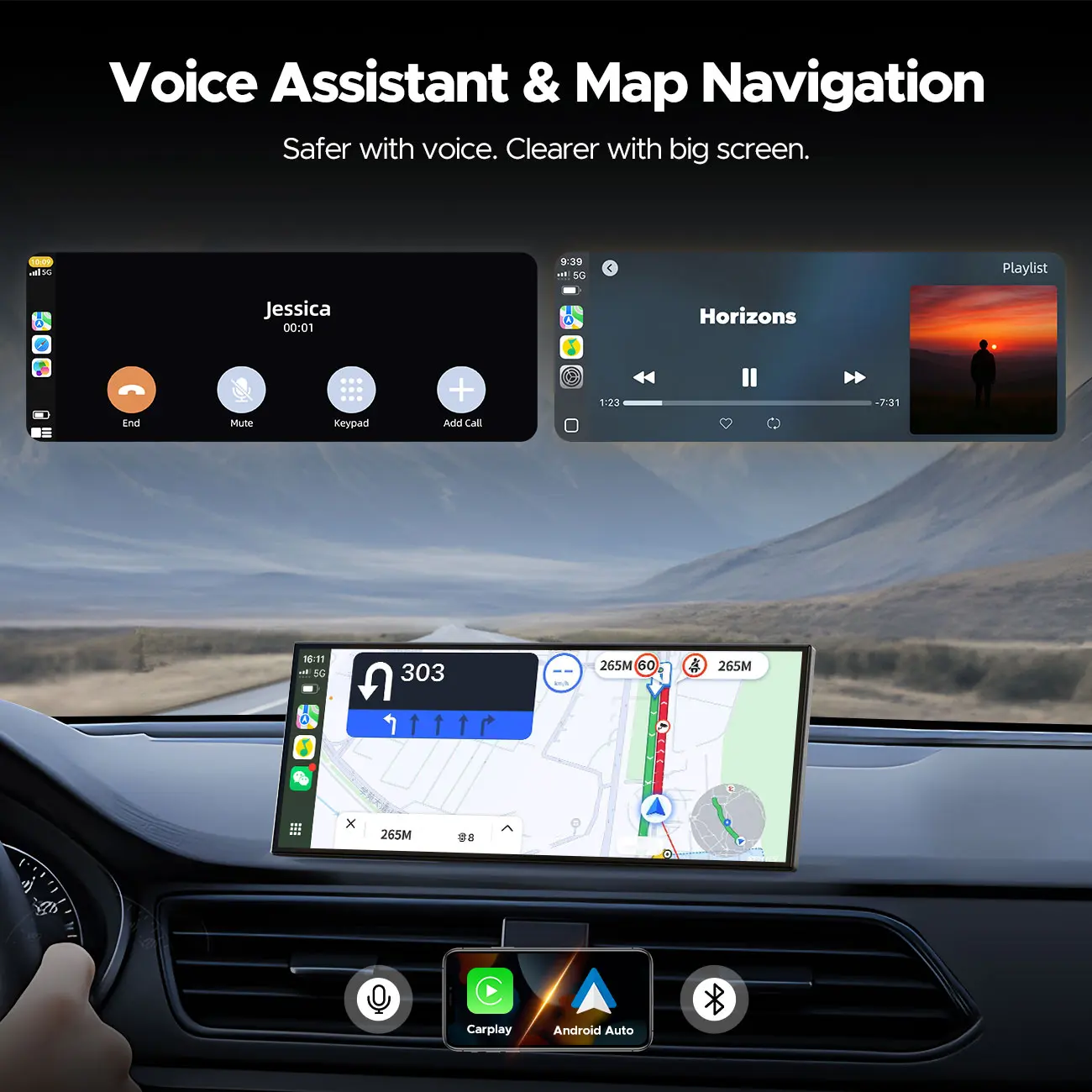10.25" Big Wireless CarPlay Screen Watch Youtube/Netflix/TikTok While Parked Auto-Connect
