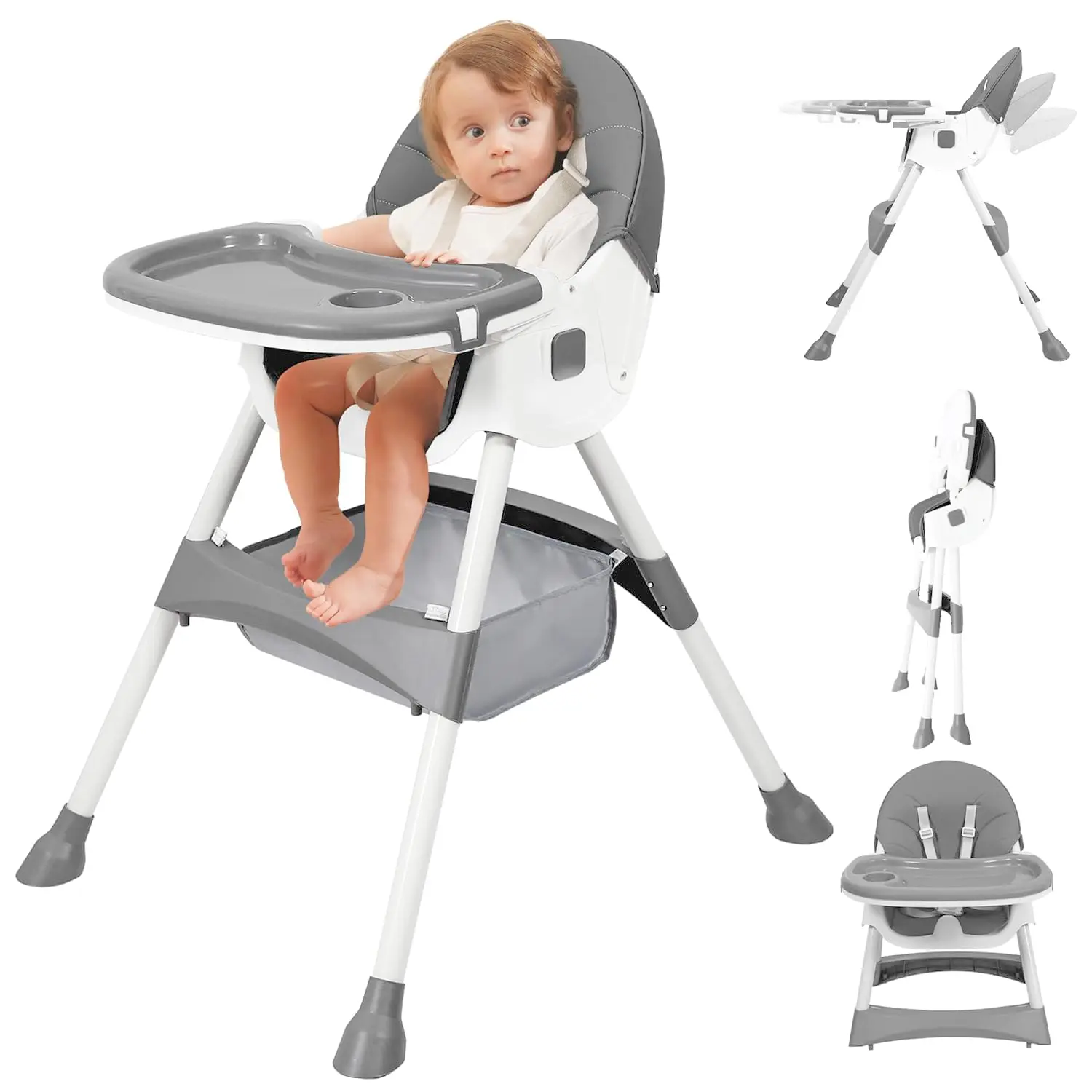 Baby High Chair 6 in 1 Convertible High Chair with 5-Point Safety Harness, Adjustable Dining Tray, Easy to Clean Surface, Robust Design, #SummerVibes
