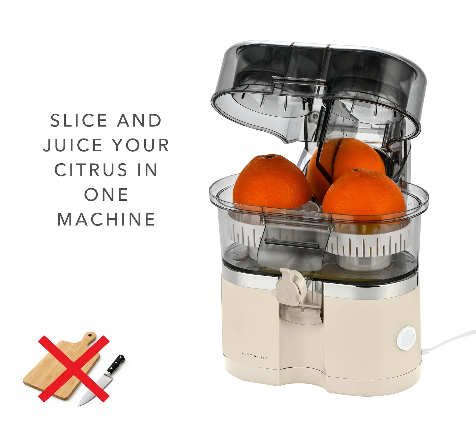 Dual-Head Electric Citrus Juicer with Built-In Slicer