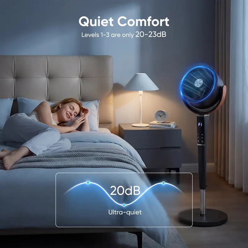 Bedroom Fan | 15 Speed Settings | 120° Oscillation | LED Light | DC Motor | Buy 2 for Popular Choice, Buy 3 for the Best Deal