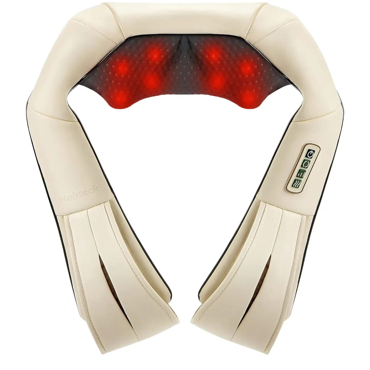 Shiatsu Neck and Back Massager with Soothing Heat, Ergonomic 8 Deep-Kneading Massage Nodes with Heat Electric Shiatsu Back Massager for Neck Shoulder & Body Muscle Relief Portable 12V DC Power Supply - Black