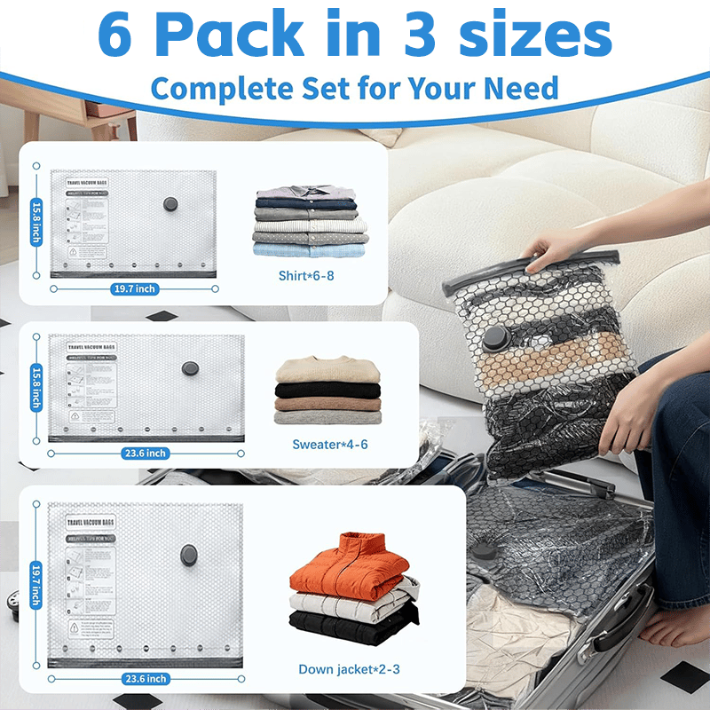 Last Day Hot Sale 49% OFF Rechargeable Vacuum Pump Travel Storage Bag Set