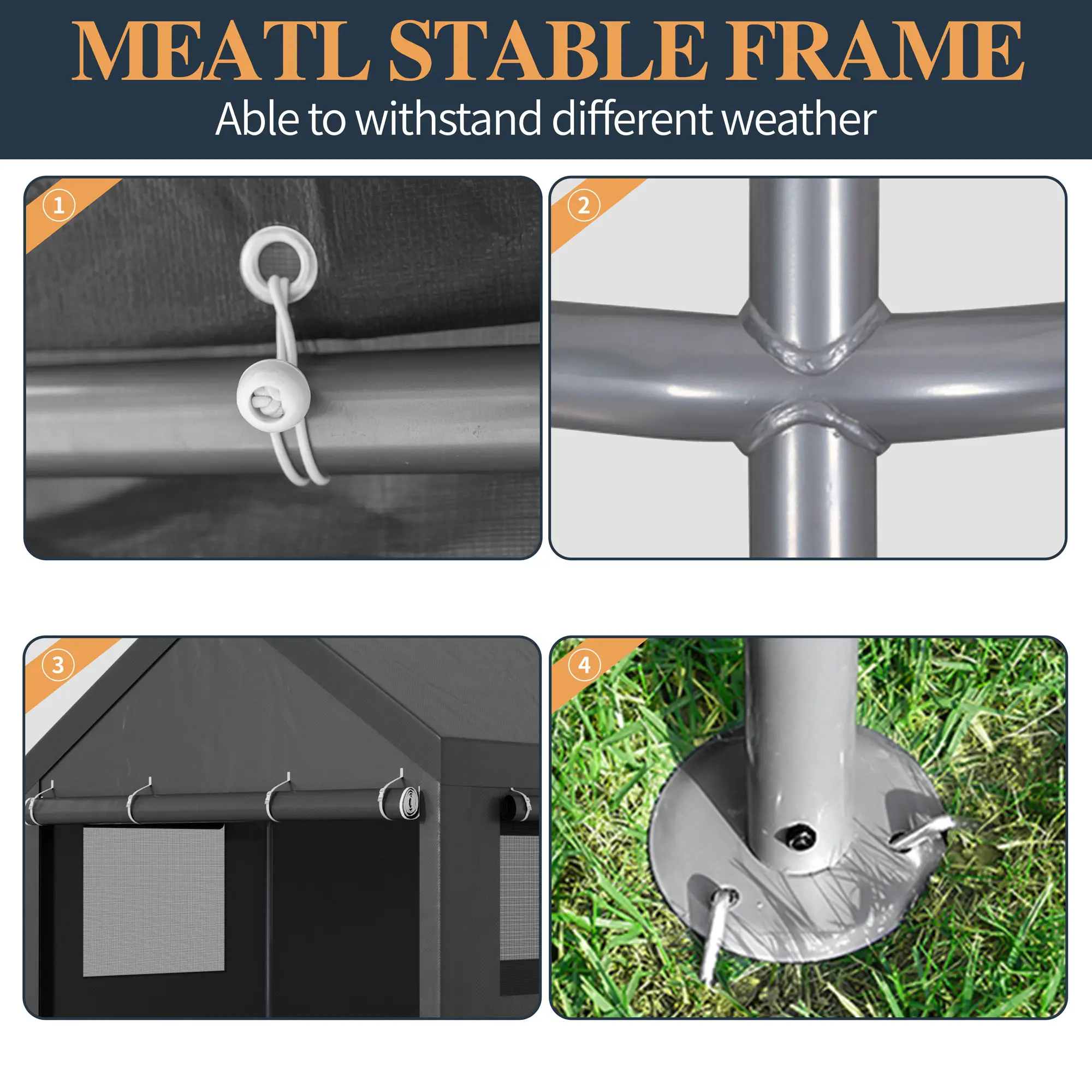 Carport 12x20ft Outdoor Car Canopy Portable Garage, Heavy Duty Shed Tent Port with Roll-up Ventilated Windows & Removable Sidewalls Shelter Storage Vehicle Party Moisture Prevention for Camp, Farm, Tool
