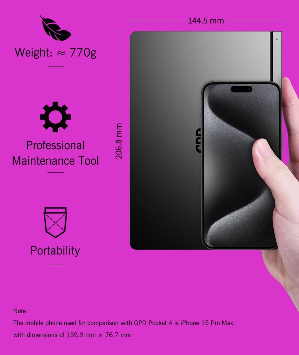 Pocket 4 Mini Laptop 8.8" Touchscreen Aluminum Case UMPC with Windows 11 Home OS, AMD Ryzen AI 9 HX 370, 32GB/2TB