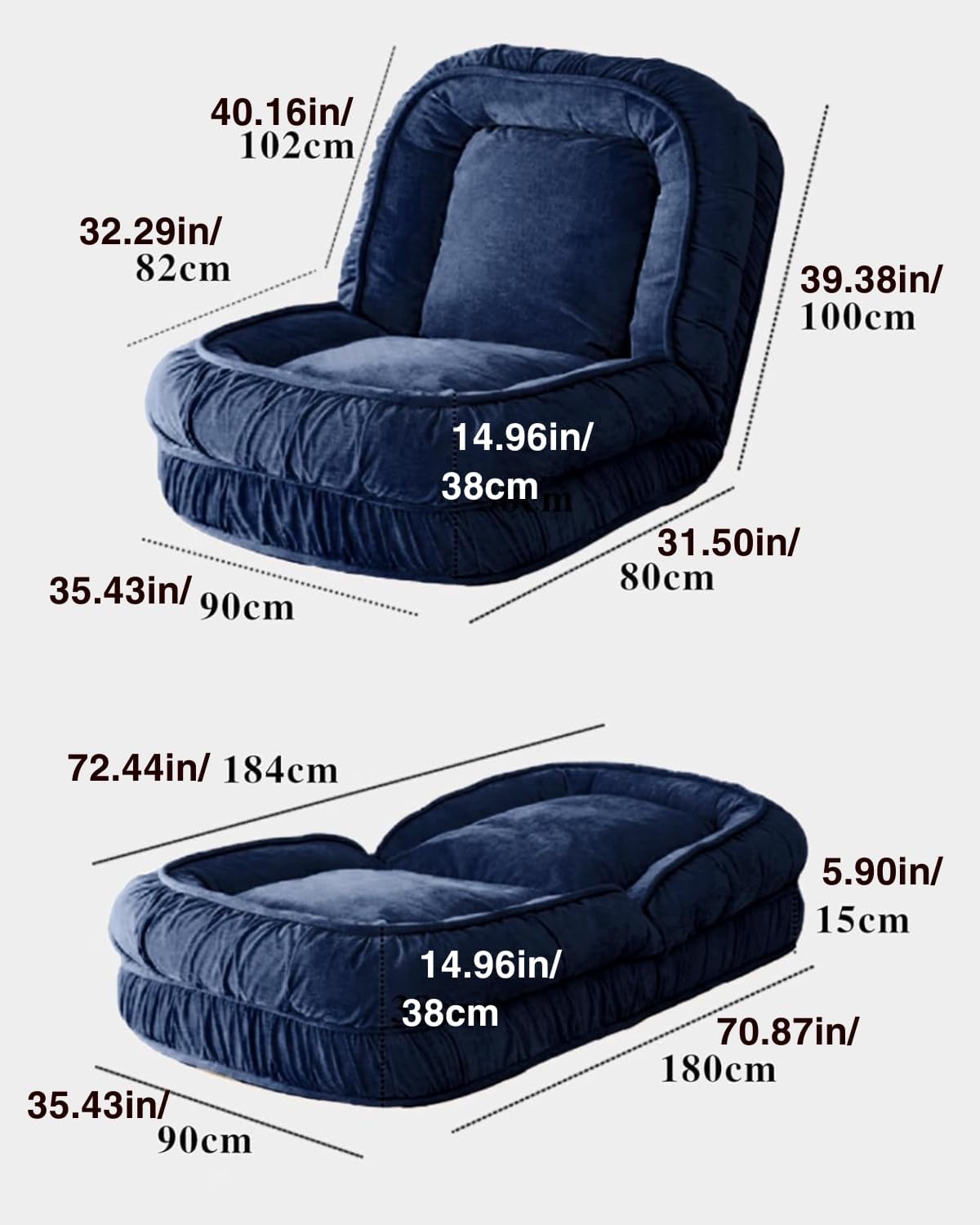 Summer Sale！Foldable Lazy Sofa Bed Floor Chair