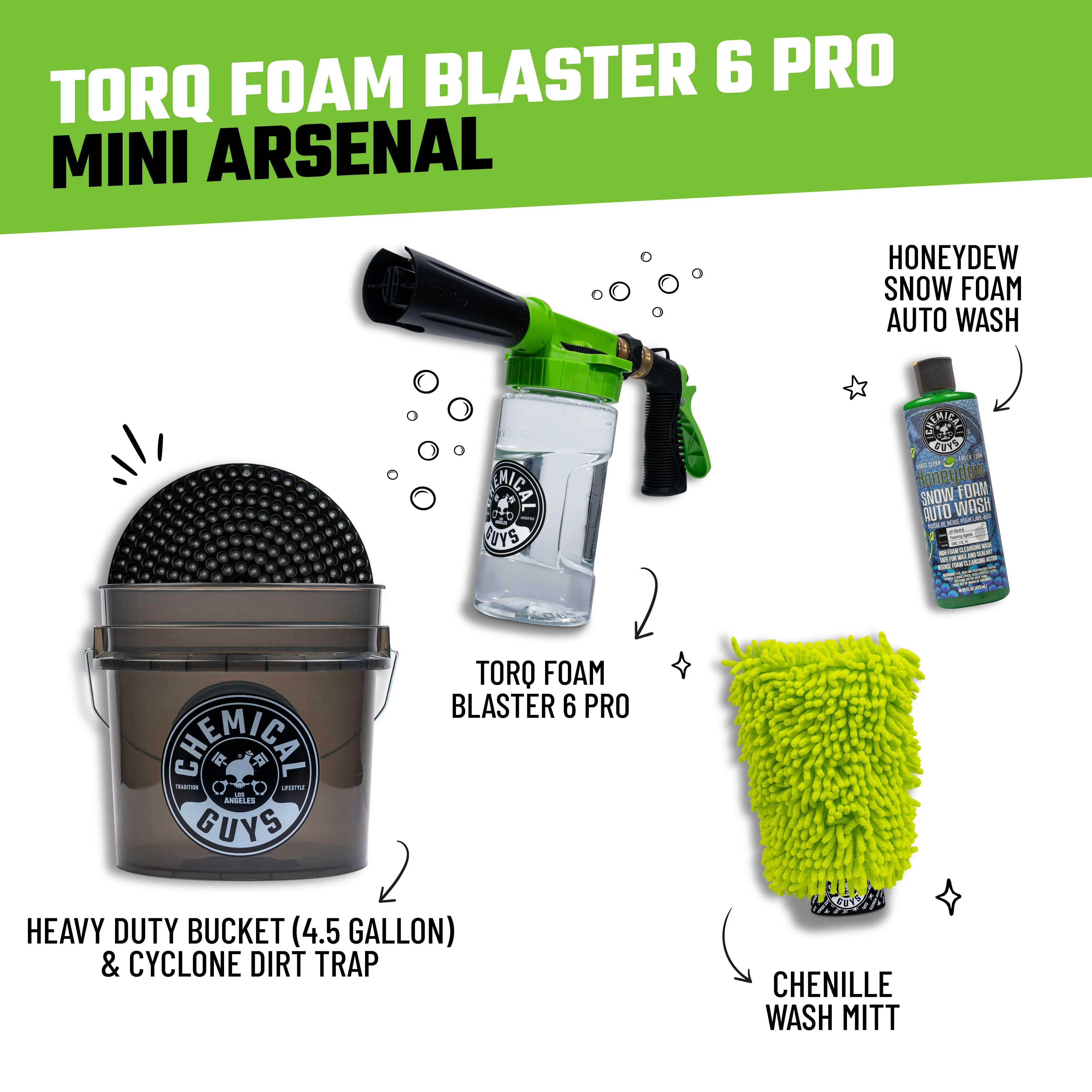 Foam Blaster 6 Pro Bundles - Foam Wash Gun, Quick Connect, Soap Cannon with Adjustable Nozzle, Snow Foam, Efficient Car Cleaning, Detailing Products, Car Detailing, Car Cleaning Kit, Foam Cannon Automotive, Car Wash Set, Foam Cleaner Sp