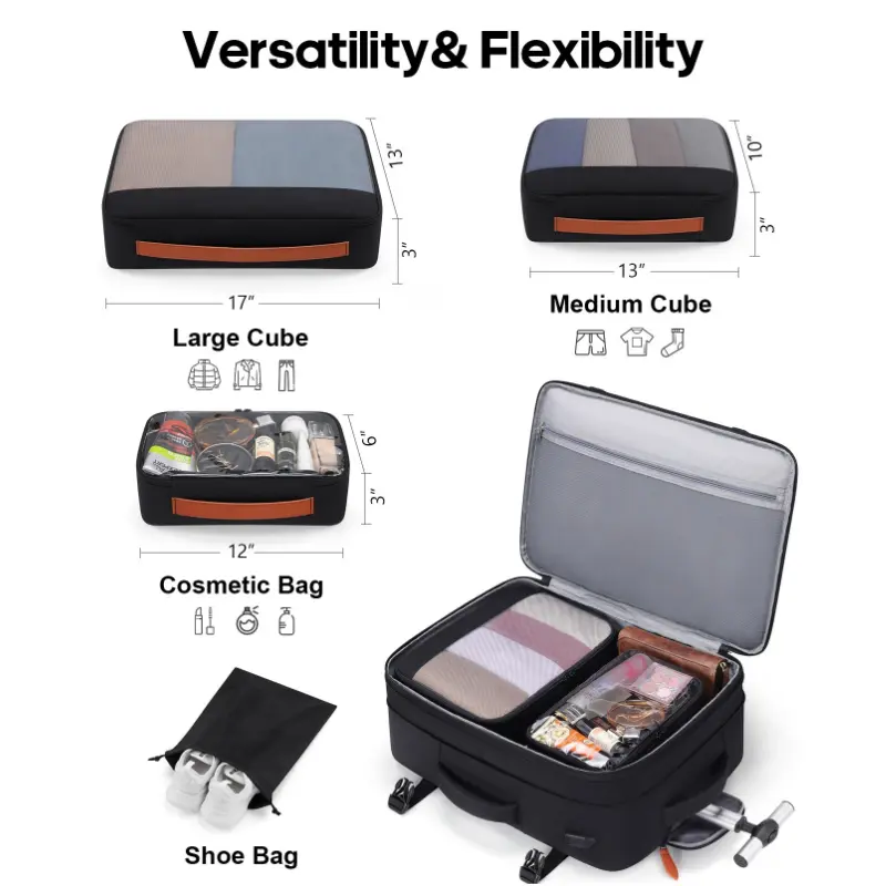 Rolling Backpack with Wheels 17.3 Inch Carry-On Laptop Backpack for Men Women Large Capacity Durable Travel Backpack with USB Port & Anti-Theft Features