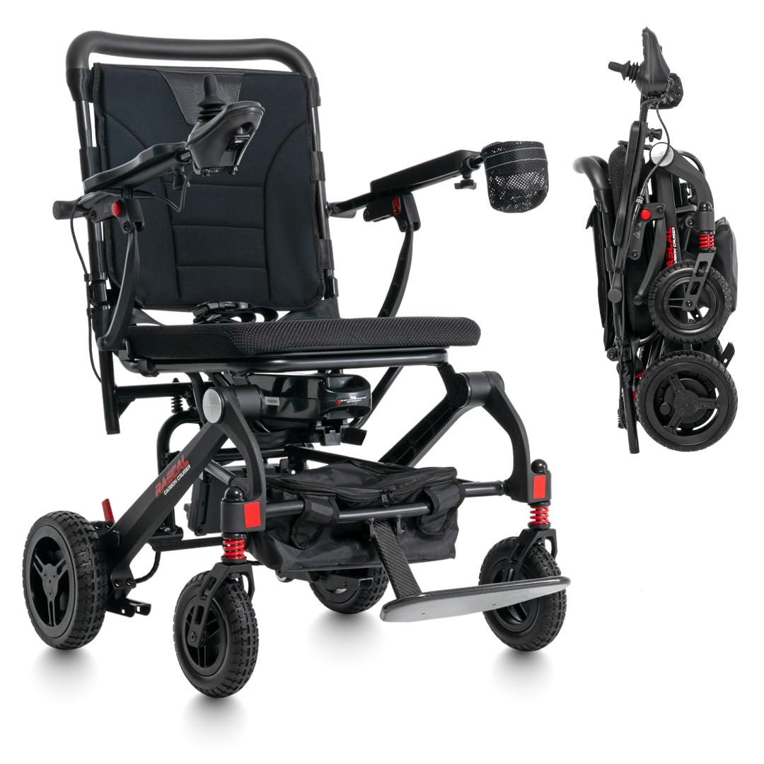 Lightweight Foldable Electric Wheelchair – Carbon Fiber Power Chair with Airline-Approved Battery, 300 lb Capacity