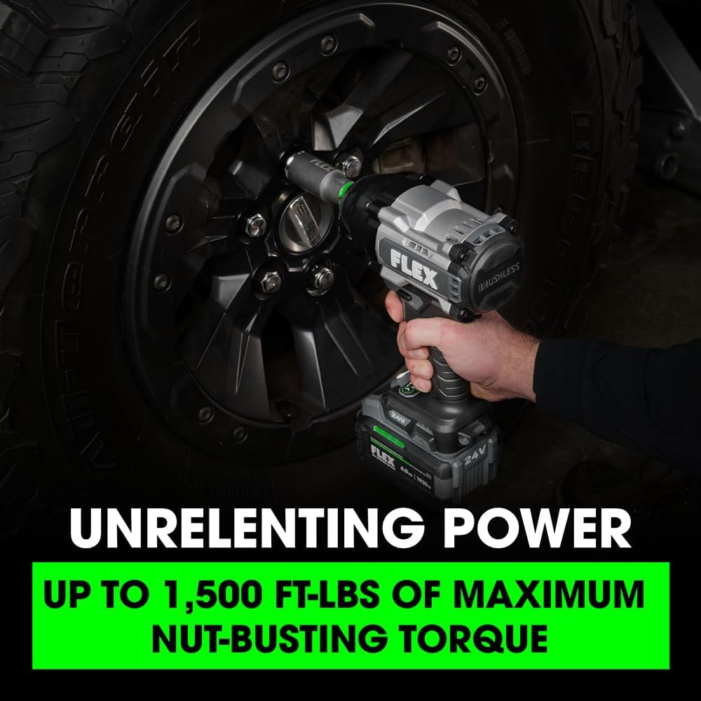 Brushless Cordless 1/2-Inch 1,500 Ft-Lbs High-Torque Impact Wrench Kit with 6.0Ah Stacked Lithium Battery and 280W Fast Charger