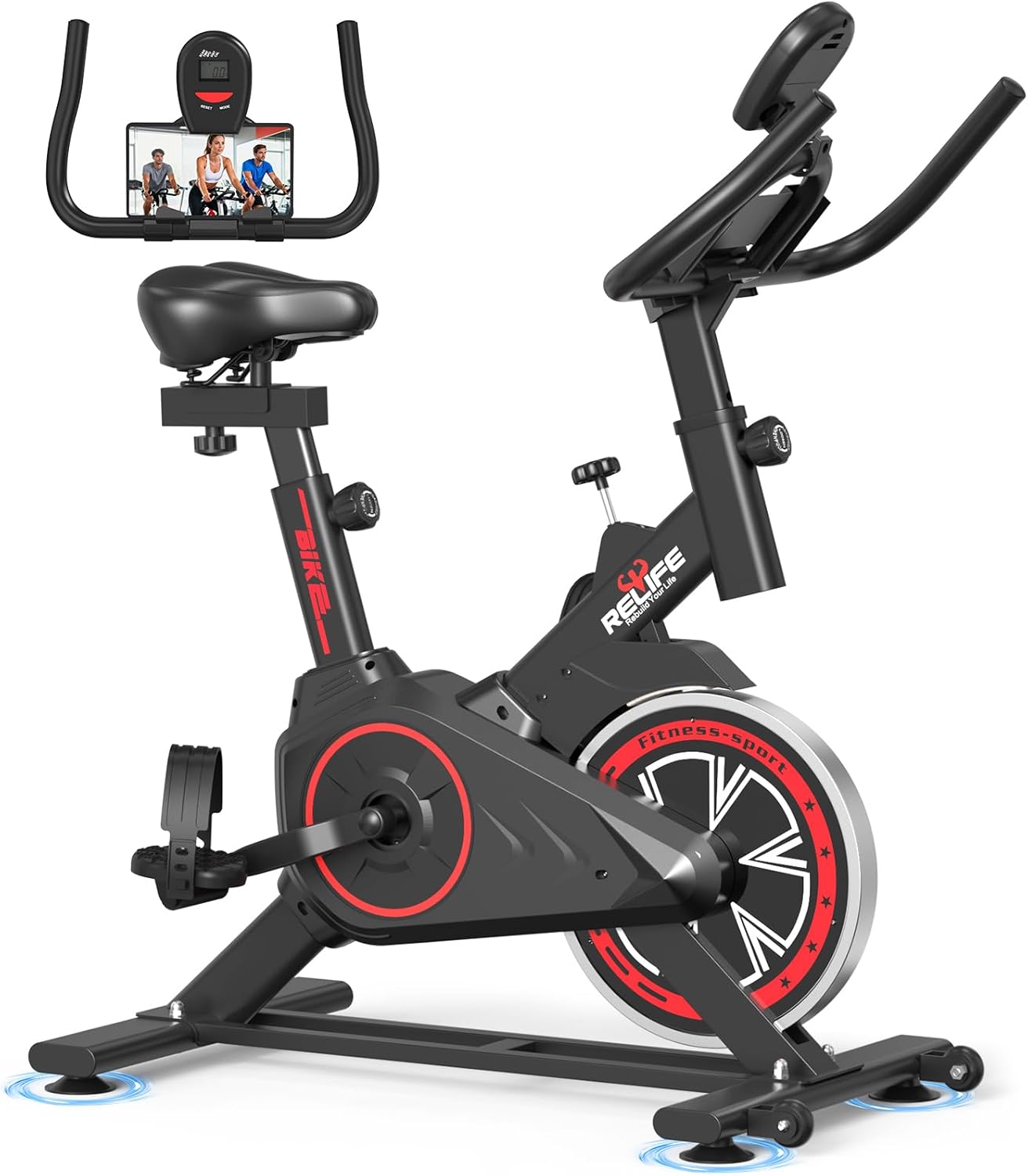 Stationary Exercise Bike – Silent Belt Drive Indoor Cycling Bike with Adjustable Resistance, Comfort Seat & LCD Monitor