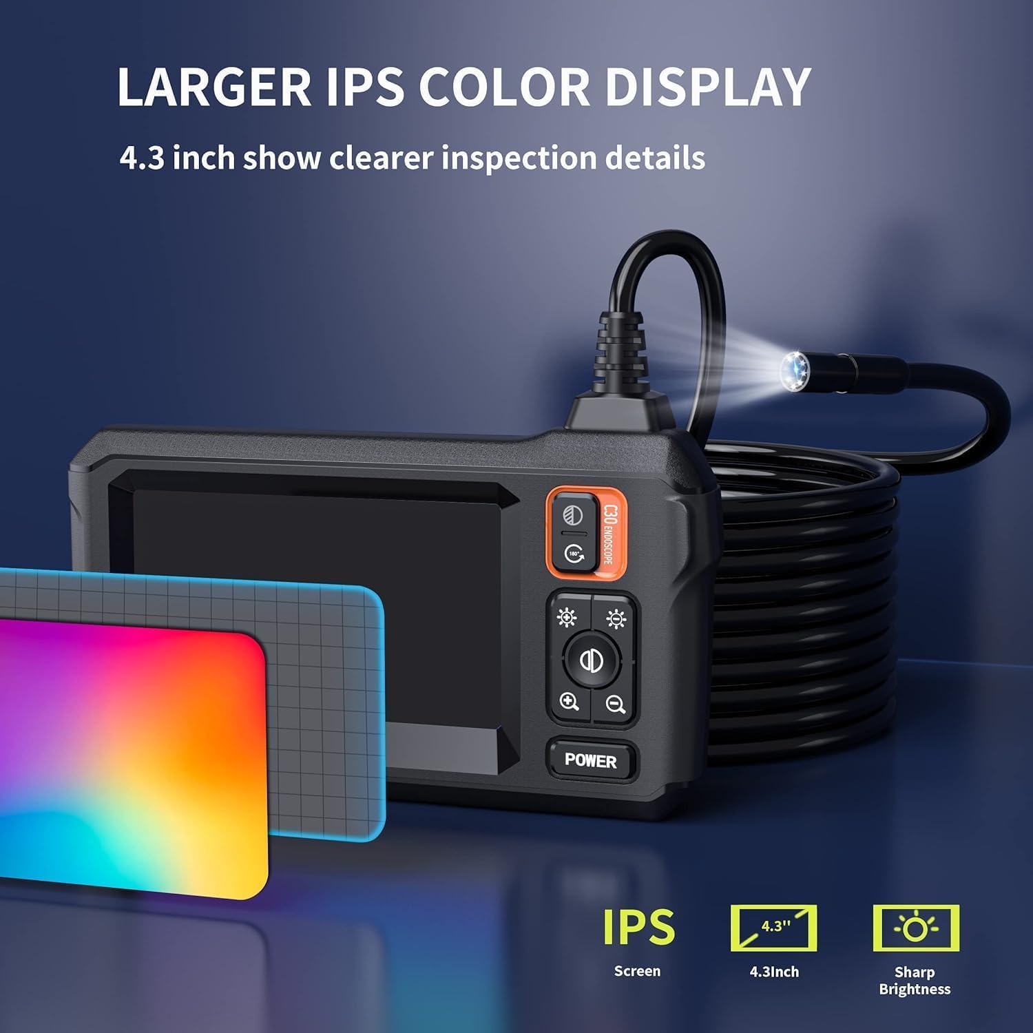 Pro HD 4.3" Screen Industrial Endoscope Camera (Plug & Play)
