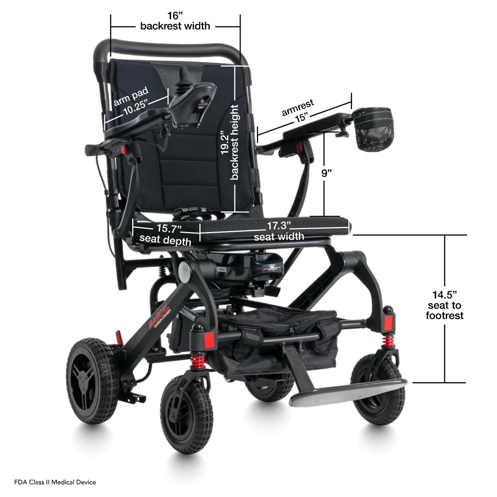 Lightweight Foldable Electric Wheelchair – Carbon Fiber Power Chair with Airline-Approved Battery, 300 lb Capacity
