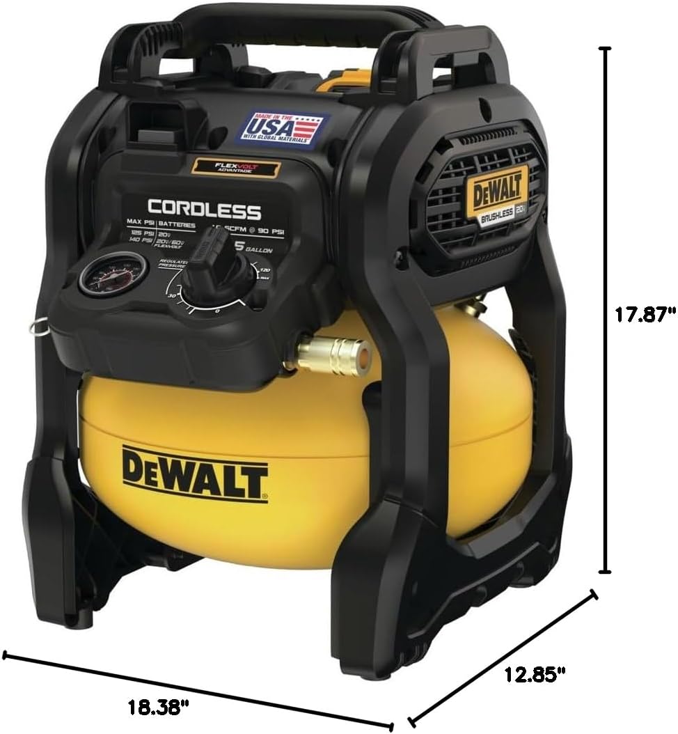 20V  Portable Cordless Air Compressor Kit, 2.5 Gallons, 140 PSI, Brushless with Battery & Charger
