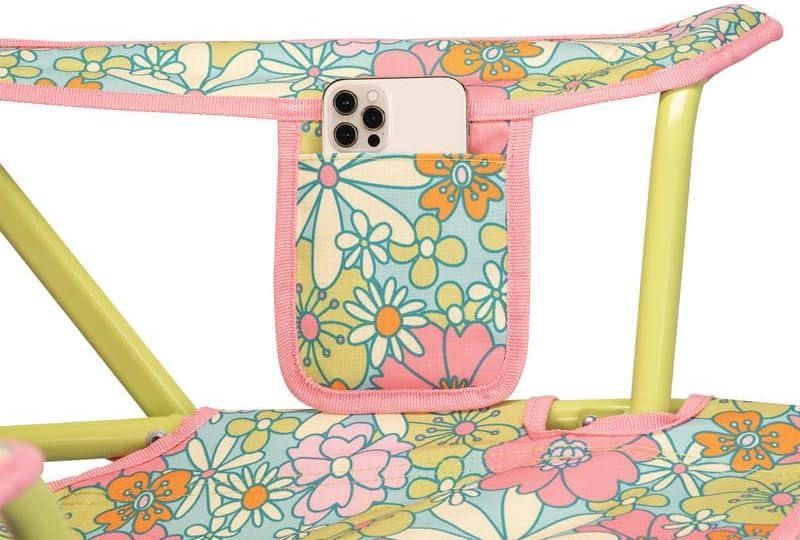 Comfort Pro Rocker Camping Chair | Portable Folding Rocking Chair with Durable Armrests & Drink Holder — Floral