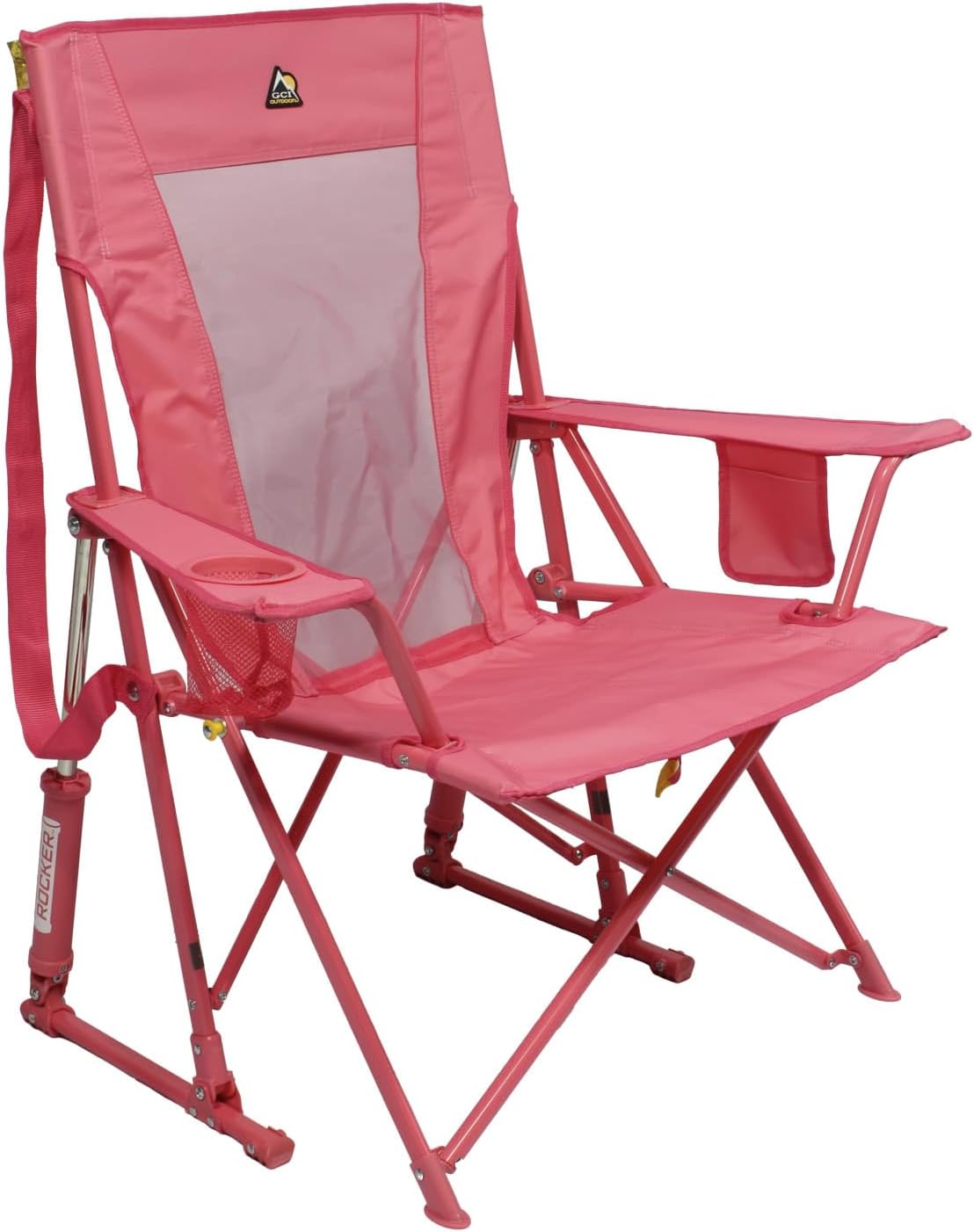 Comfort Pro Rocker Camping Chair | Portable Folding Rocking Chair with Durable Armrests & Drink Holder — Floral