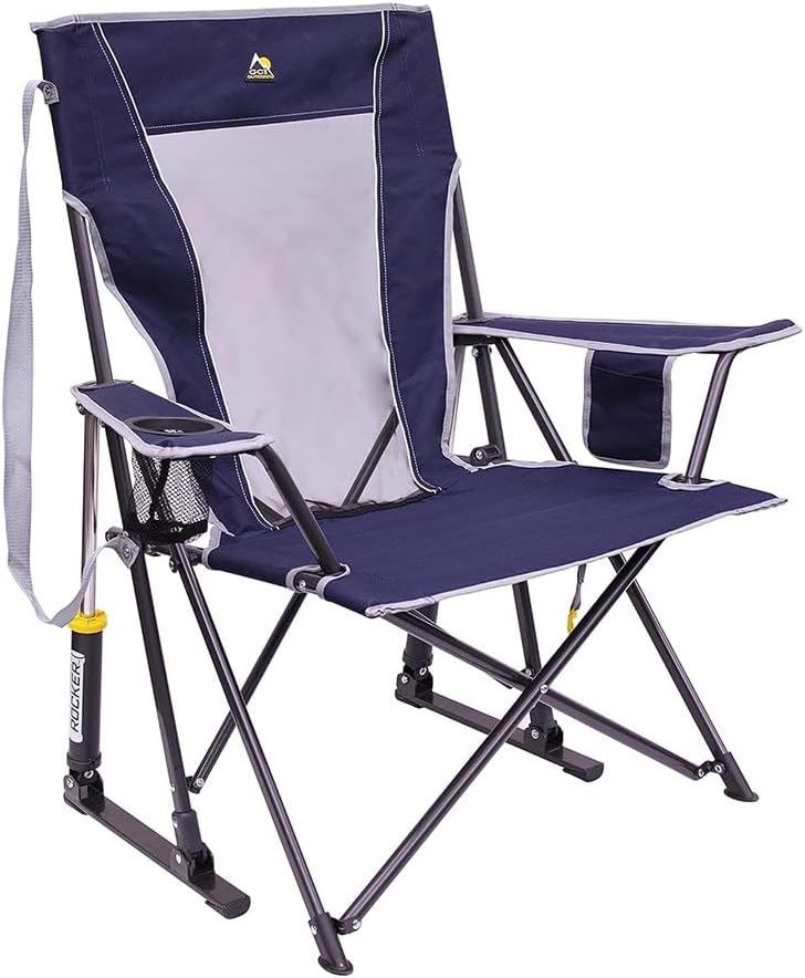Comfort Pro Rocker Camping Chair | Portable Folding Rocking Chair with Durable Armrests & Drink Holder — Floral