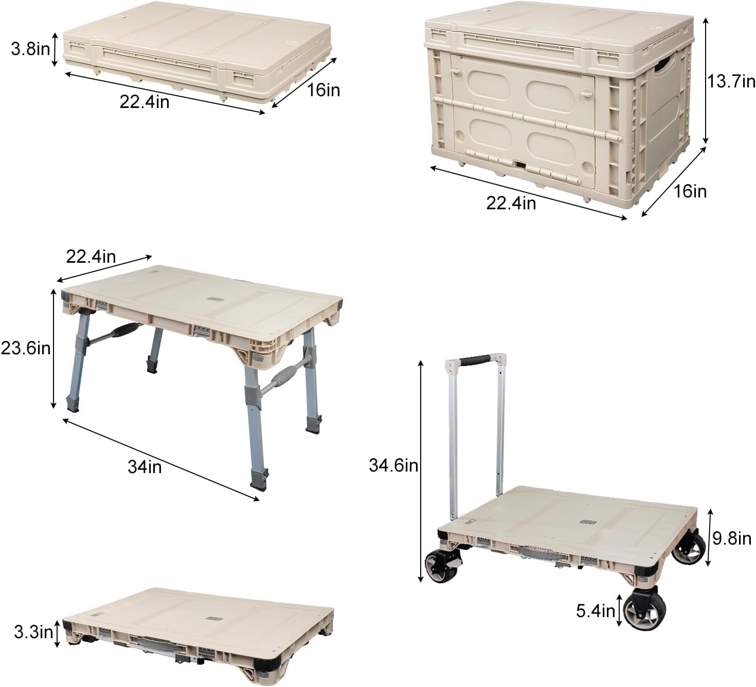 3-Piece Camping Table and Cart Set (Includes 1 Cart and 2 Storage Boxes)