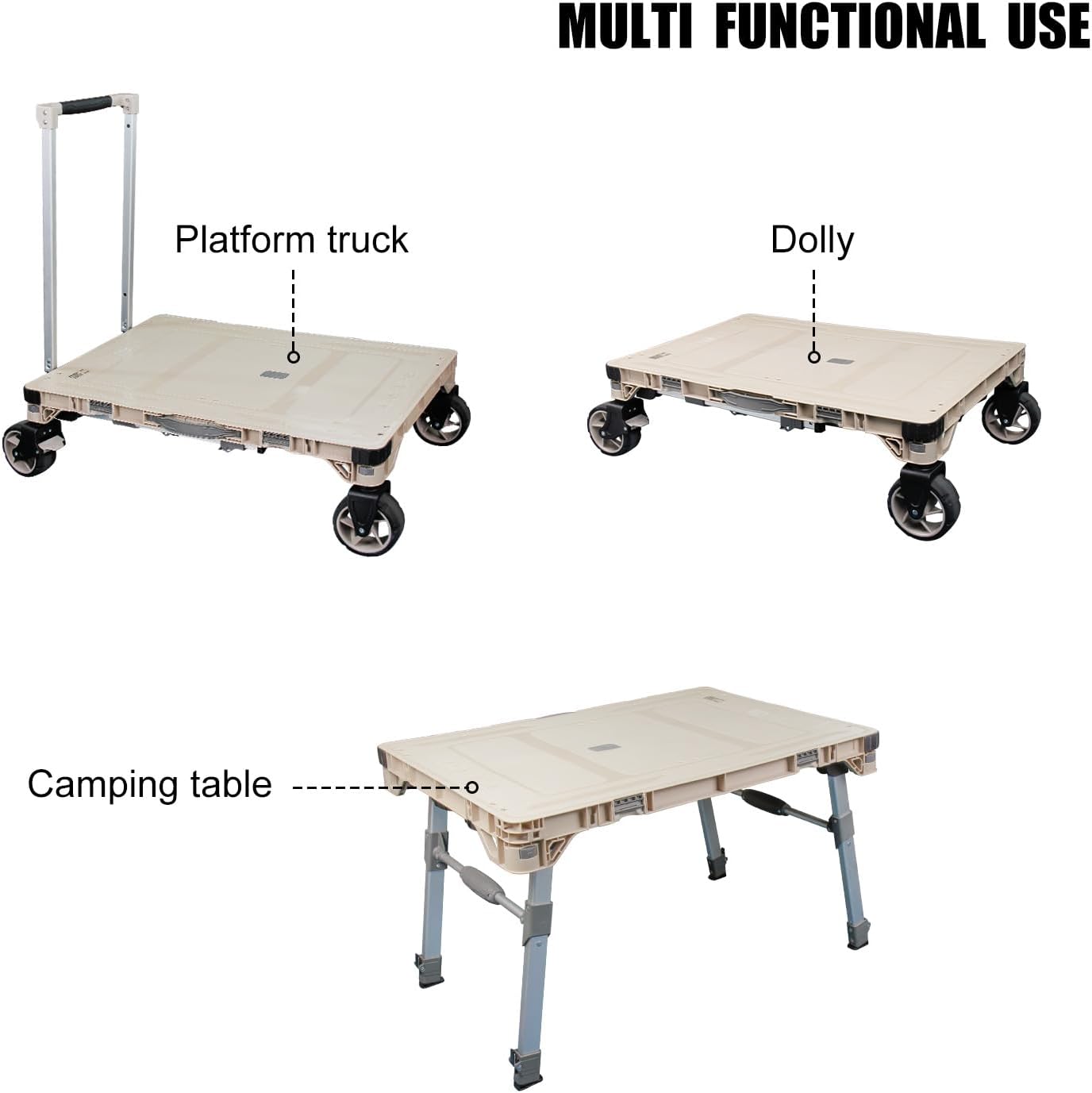 3-Piece Camping Table and Cart Set (Includes 1 Cart and 2 Storage Boxes)