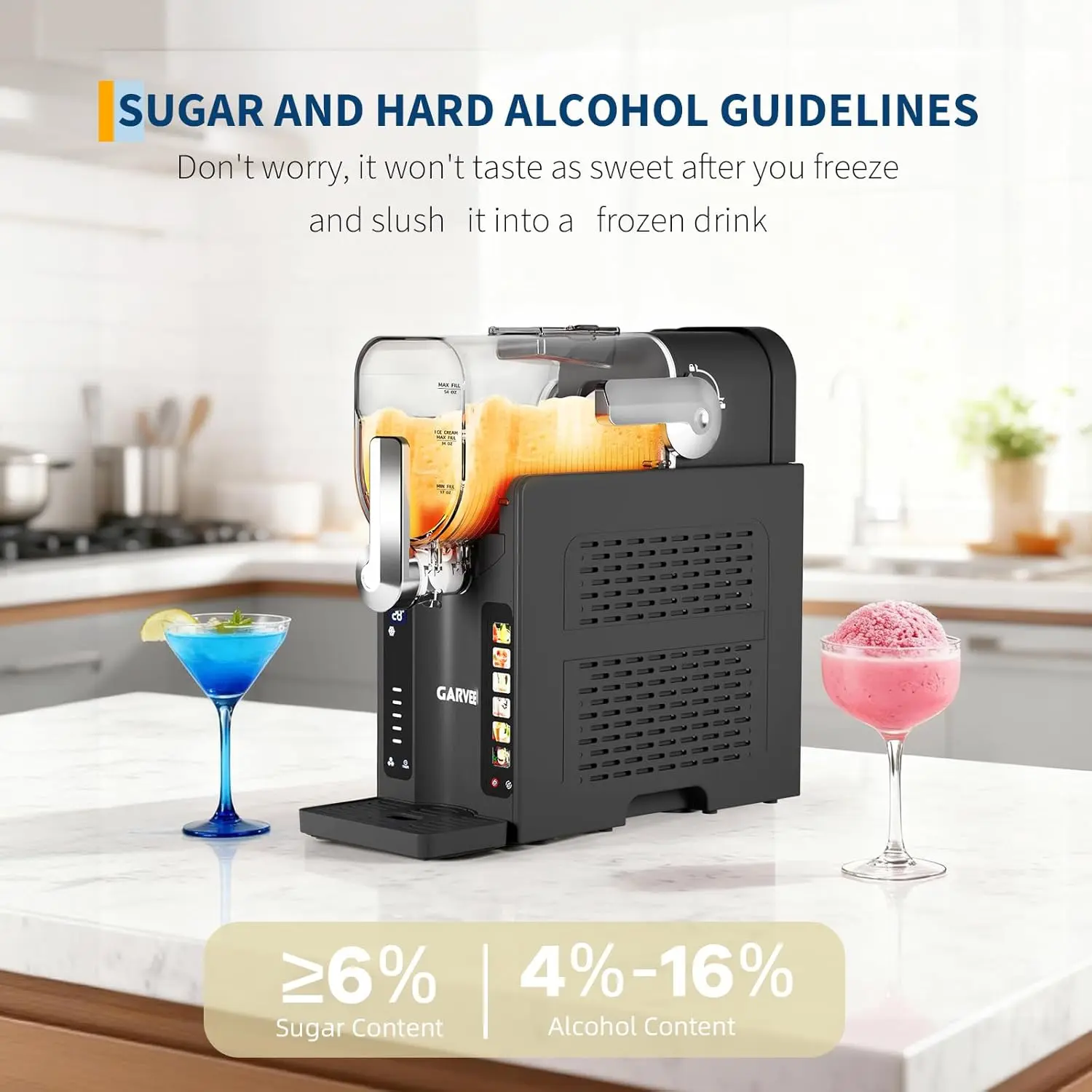 Home Slushie Machine with LED Display and 6 Preset Programs, No Ice Needed, Large 70 Ounce Capacity for Margaritas, Frappés, and Frozen Drinks