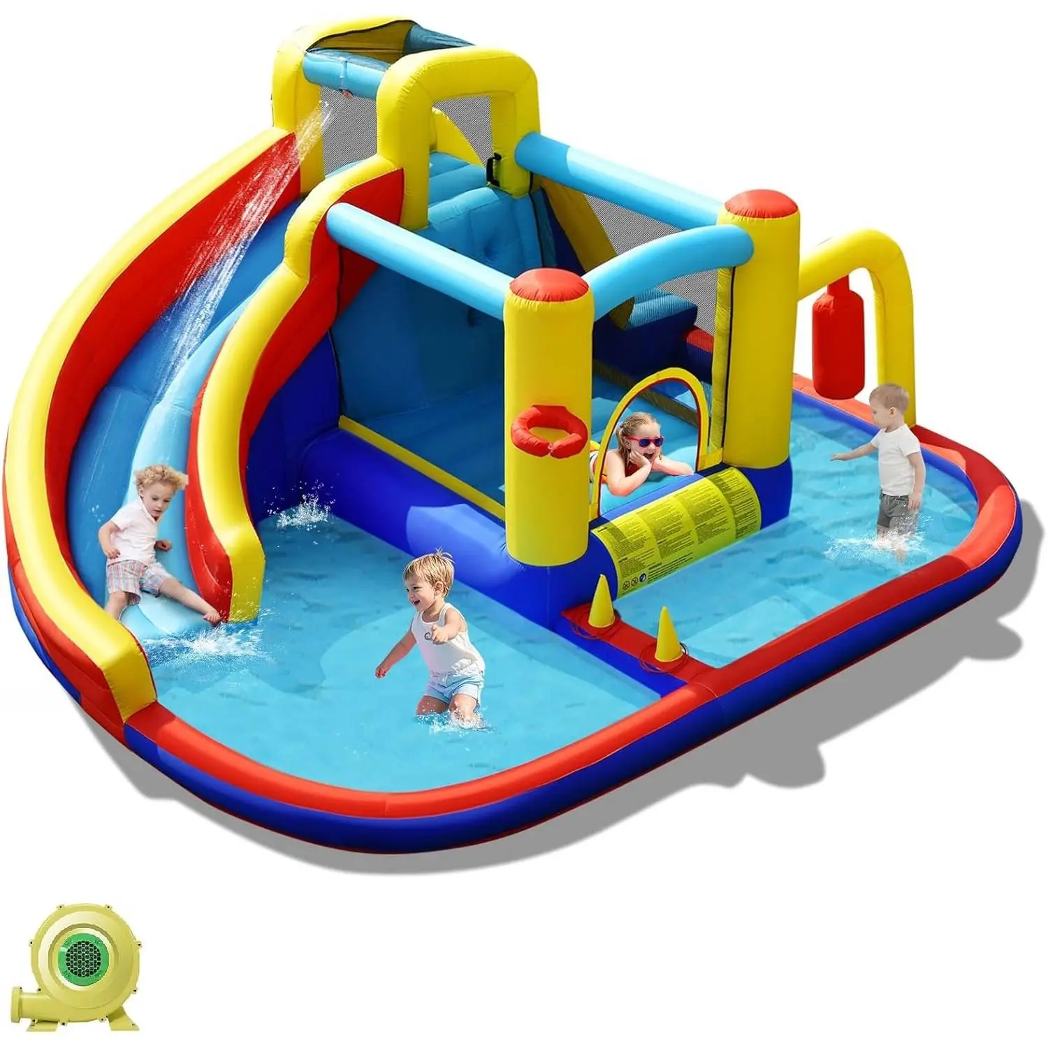 2-Tier Kids Water Table – 100PCS DIY Waterways Playset with Pump for Backyard, Beach & Poolside Summer Fun
