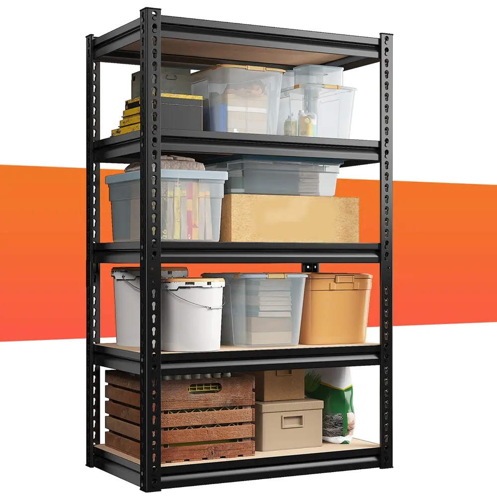 Garage Shelves Classic 5-Tier Metal Storage Shelving Unit Height Adjustable Versatile Utility Rack Shelf for Craft Warehouse Pantry Kitchen Organiser Industrial Bookshelf