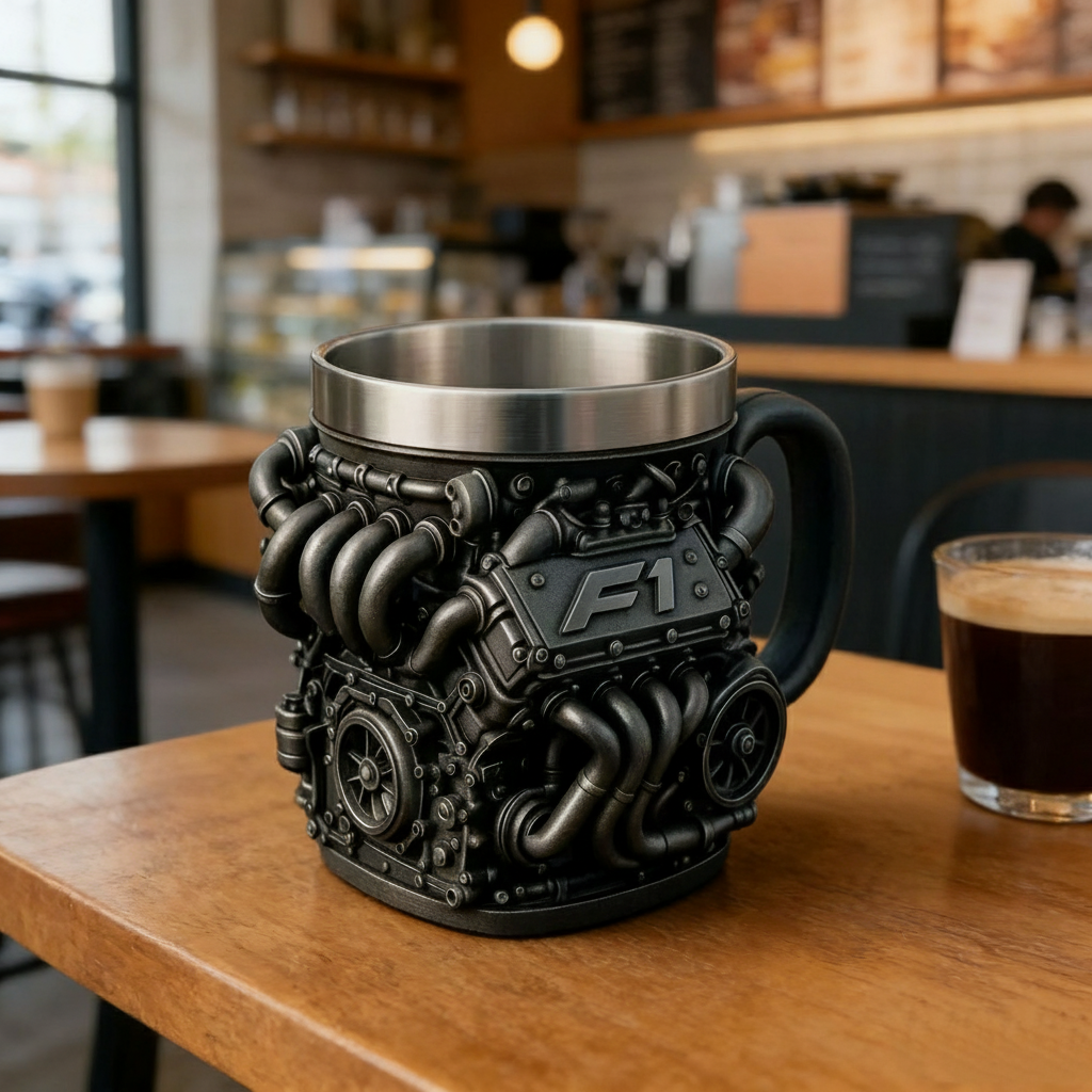 Engine-themed V8/V6 Stainless Steel Mug