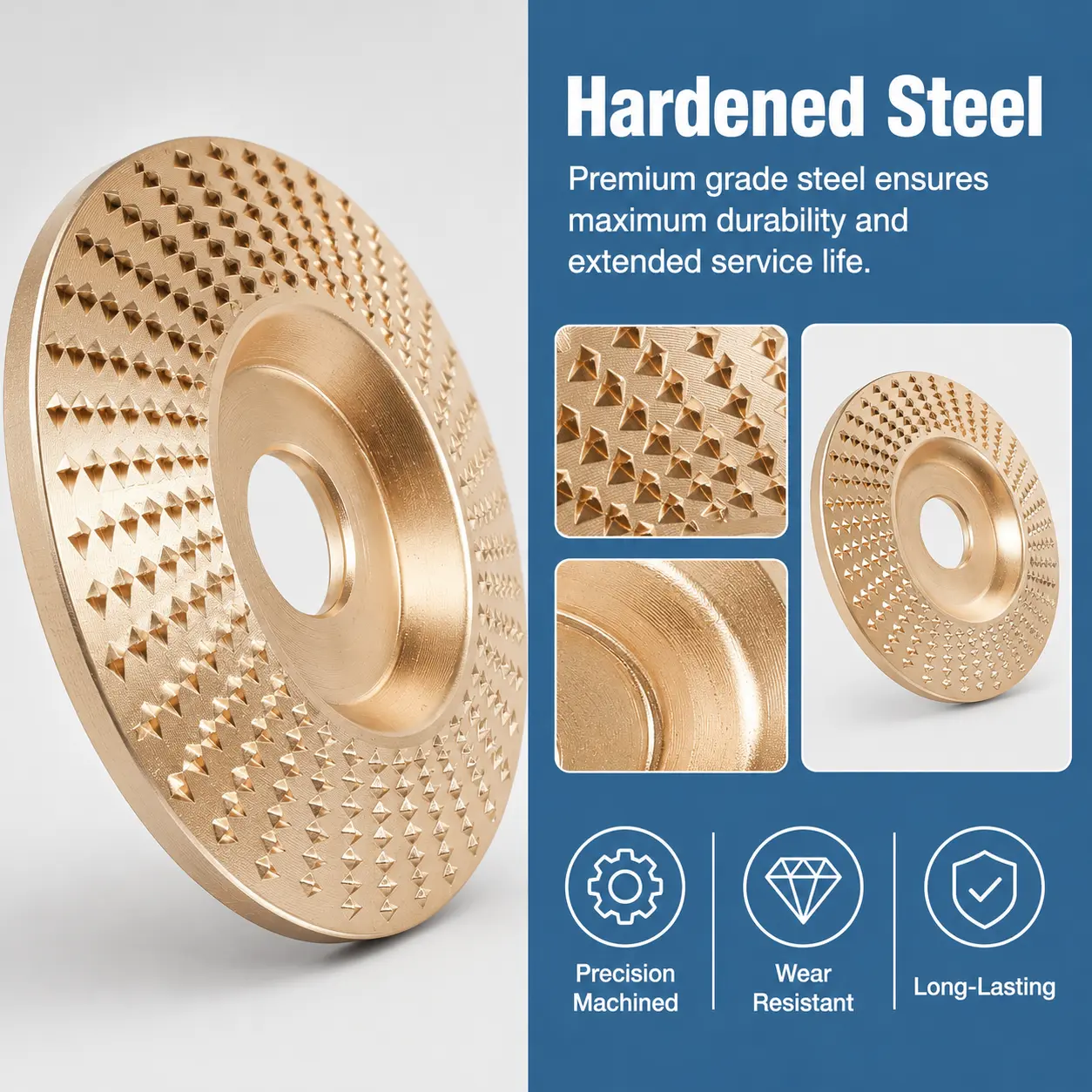 3PCS Heavy Duty Wood Cutting Wheel & Multi-Purpose Buffing Disc – Fast Material Removal & Mirror Finish for DIY & Contractor