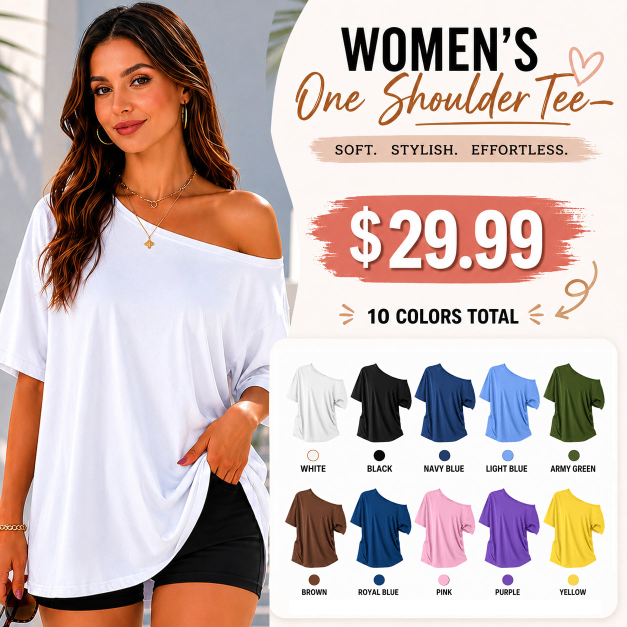 Womens Off the Shoulder Tops Oversized Summer Spring T-Shirts 2026