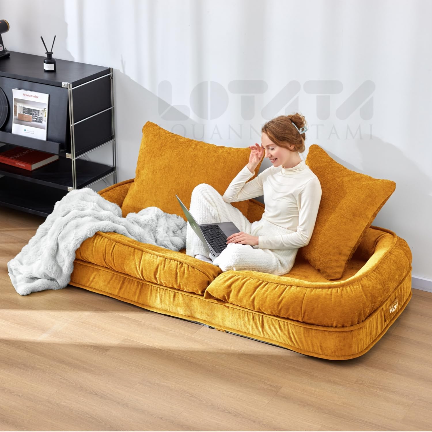 Summer Sale！Foldable Lazy Sofa Bed Floor Chair