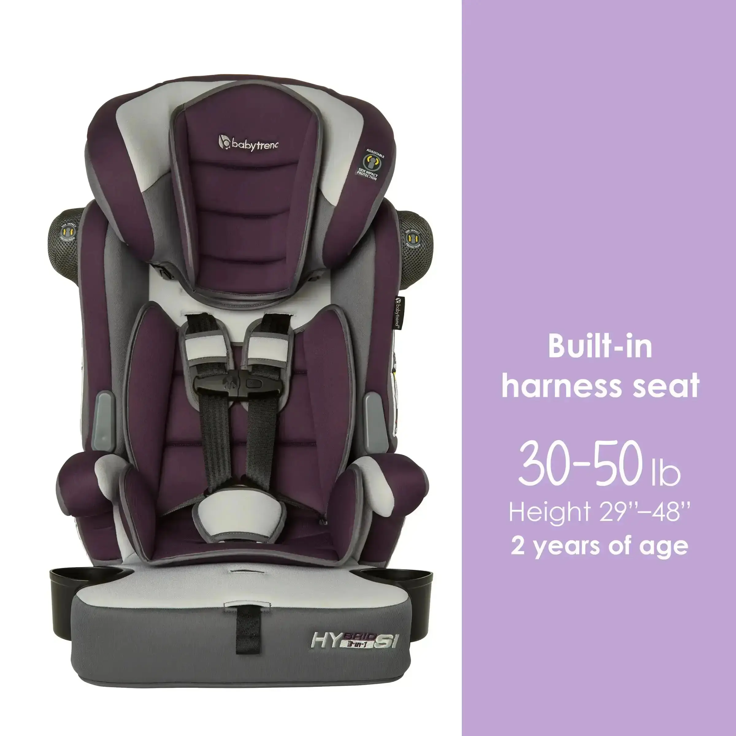 3-in-1 Booster Car Seat with Side Impact Protection & Reversible Inserts Forward Facing Cup Holders