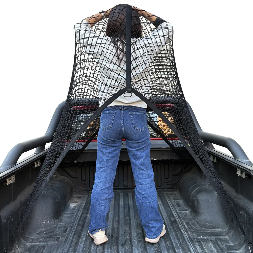 Highly Elastic Cargo Net, Simple Truck Bed Cargo Mesh Organizer, Ideal for ATV, SUV, UTV, Truck and Boat Use Furniture Camping Gear Compact Storage Stretchable