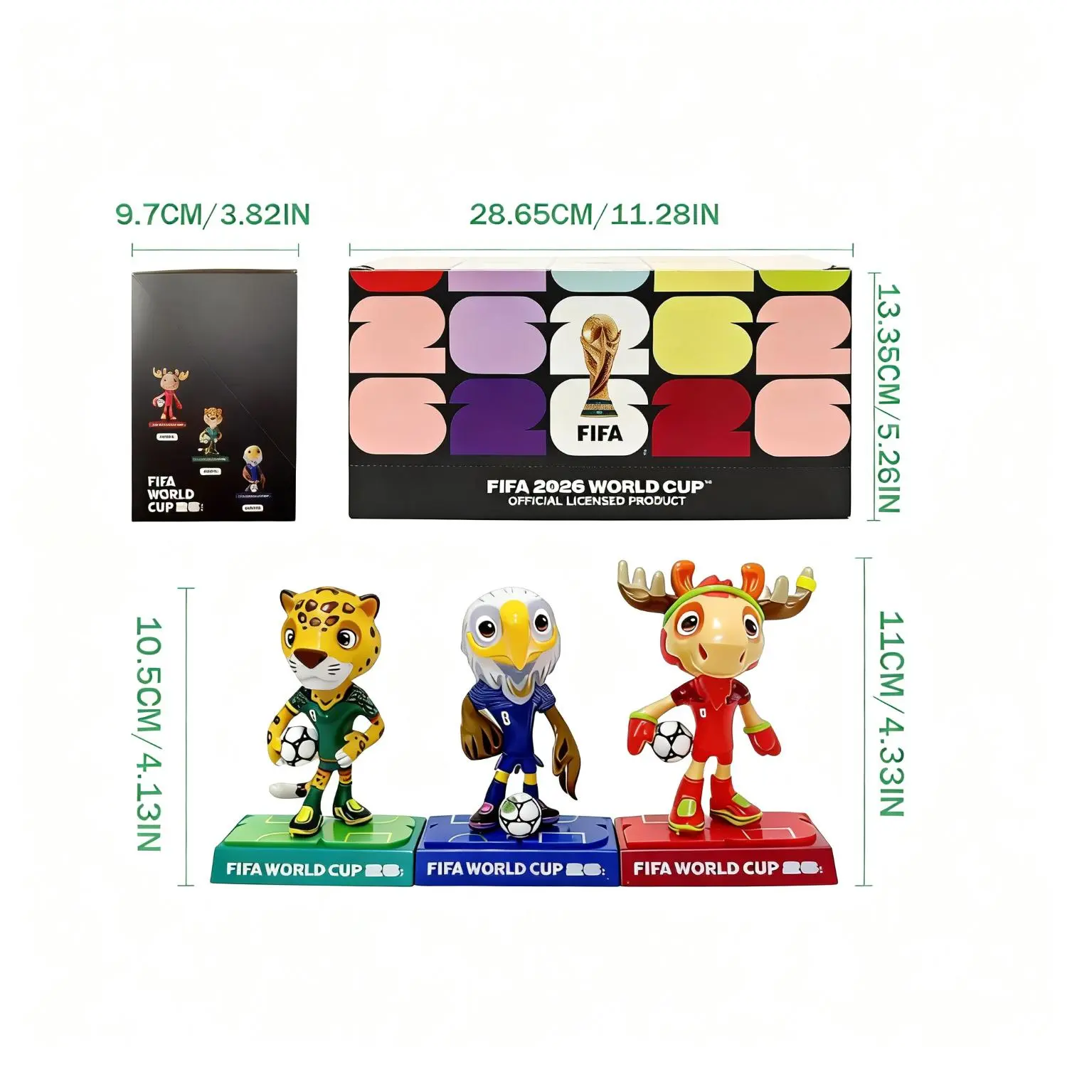 [Set of 3] 2026 World Cup Mascot Official Licensed Toy Figurines Collectable Soccer (Maple, Zayu & Clutch) Summervibes