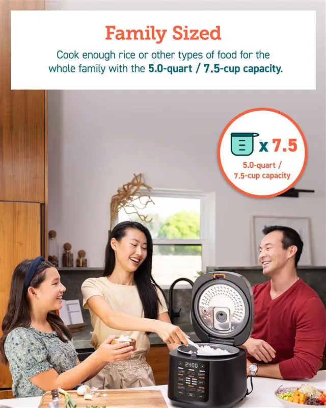 18-in-1 Multifunction Rice Cooker – 5QT Programmable Cooker with Steam, Slow Cook, 24H Keep Warm & Fuzzy Logic