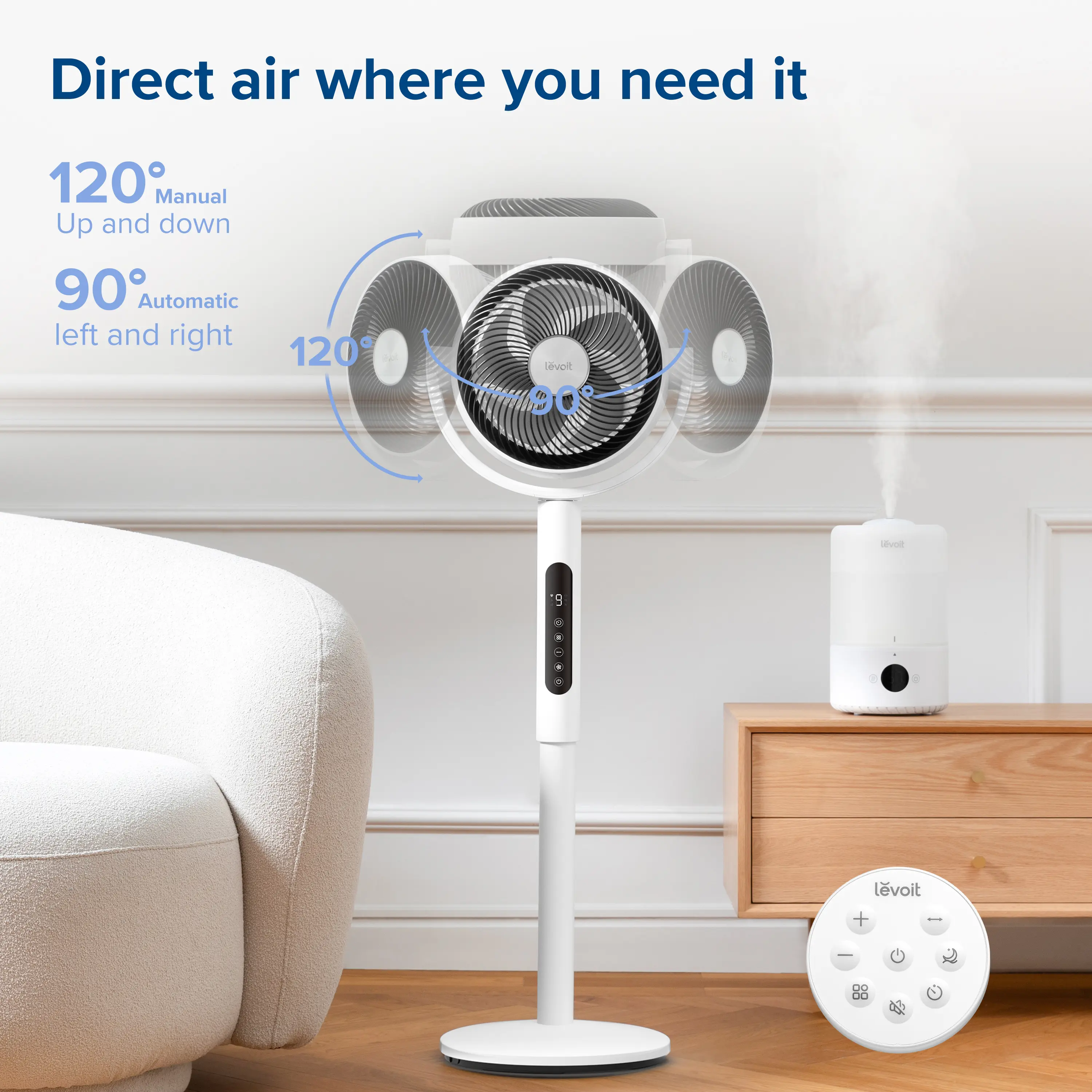 Portable Tower Cooling Fan with 9 Speeds, Ultra-Quiet 20dB, Remote Control & Pedestal/Tabletop Modes