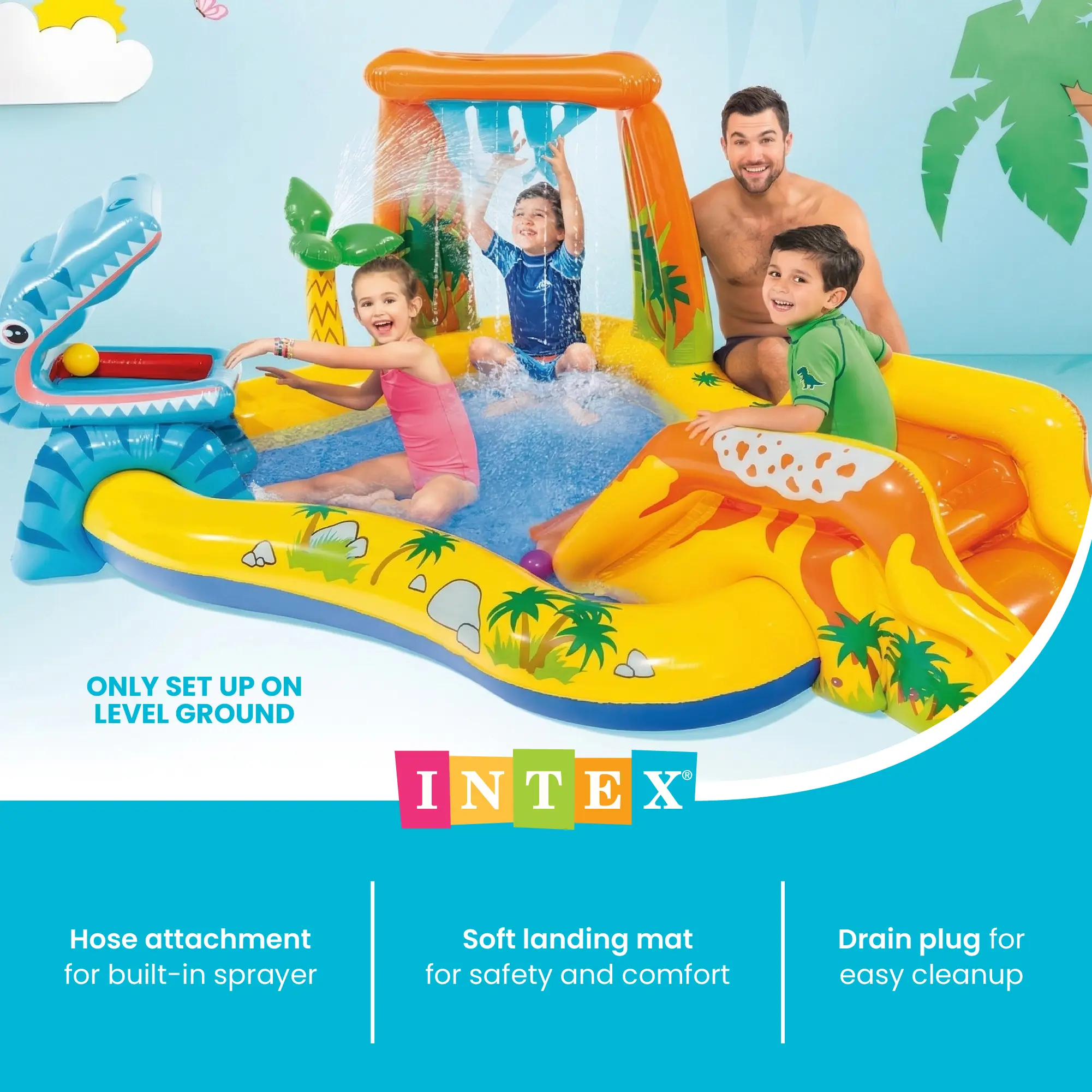 Inflatable Dinosaur Water Park – Kids Outdoor Splash Pool with Water Slide, Sprayer & Summer Backyard Fun