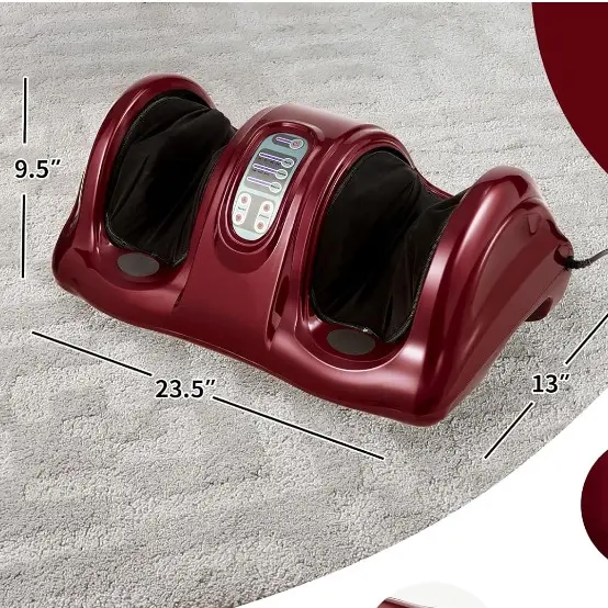 Foot Massager Machine, Deep Kneading Rolling Massage for Feet, Leg Calf Ankle, Electric Massager w/Remote, 4 Massage Modes, Burgundy, Christmas Festival Gift Black Friday Cyber Monday