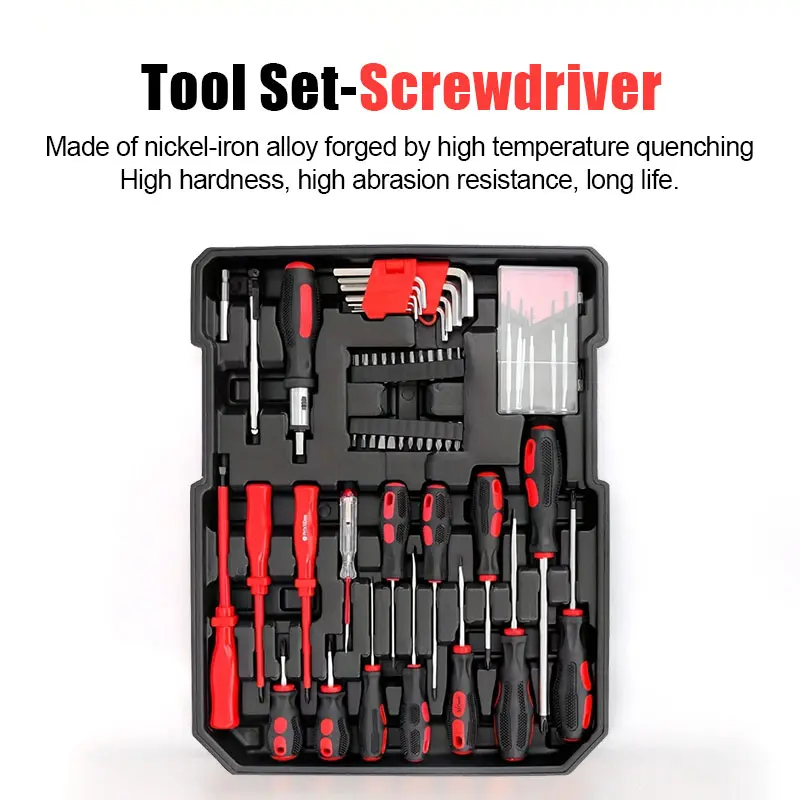 187PCS Large Capacity Metal Hand Toolbox, Home Repair Master Set - Comprehensive Toolbox, With 4 Drawers, General Household Toolkit, Simple And Durable, Auto Repair Repair Tools