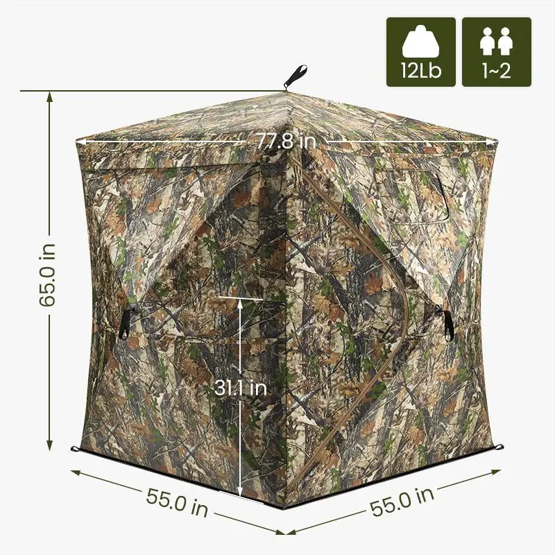 270° See-Through  Blind – Pop-Up Ground Deer Blind Tent for 1–6 Persons