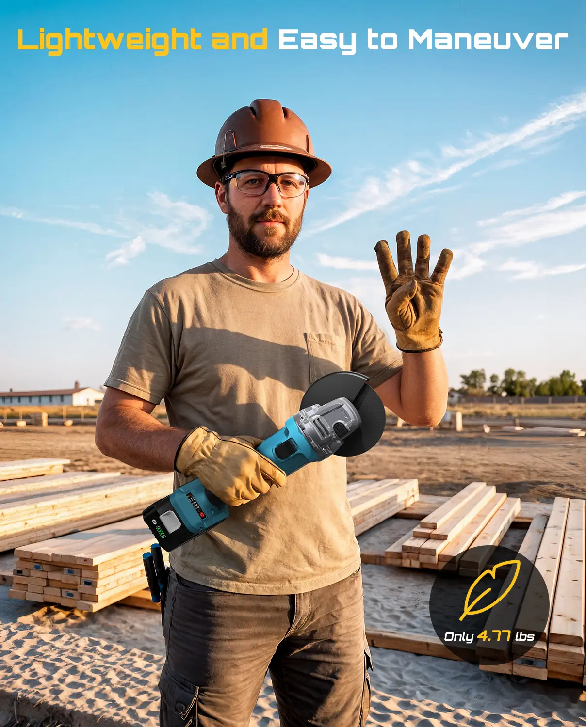Cordless Angle Grinder Kit – Brushless 10,000RPM, 2x4.0Ah Batteries, 4-1/2'' Cutting, Flap & Wool Wheels for Precision Grinding
