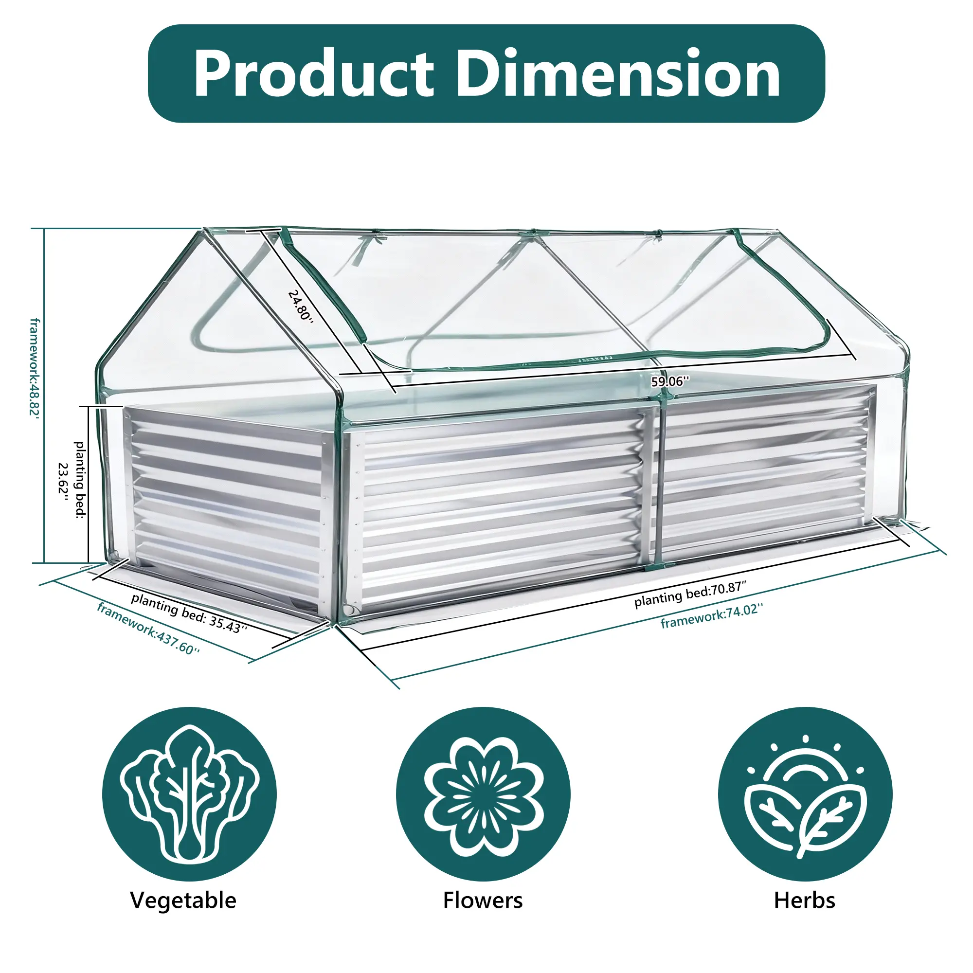 Raised Garden Bed with Waterproof Cover – Cold-Resistant Planter Box for Vegetables, Herbs & Flowers