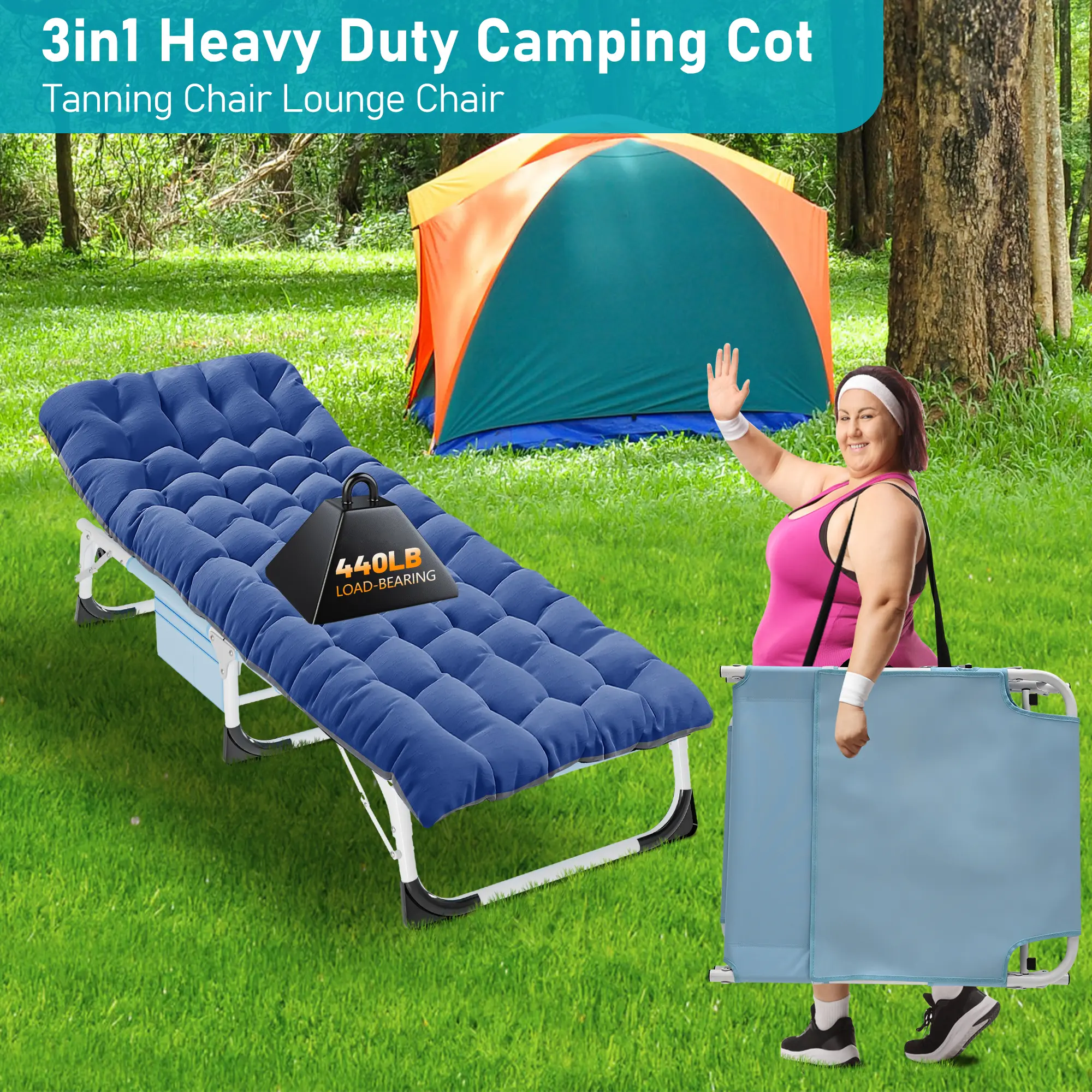 3-in-1 Sun Tanning Chair – Adjustable Folding Lounge Chair with Mat for Beach, Patio, Pool & Outdoor Relaxation