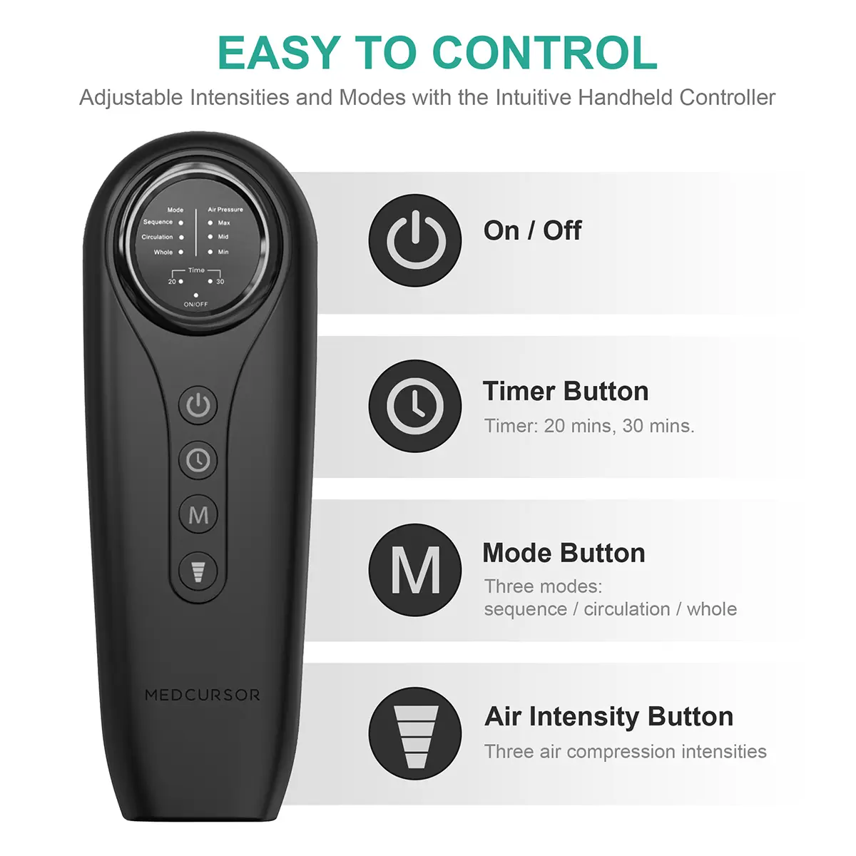 Air Compression Leg Massager Black Calf & Foot Massager Adjustable Massage Boots for Home Office Use with 3 Modes & 2 Timers Comfort Gifts for Mom Dad - Relaxing