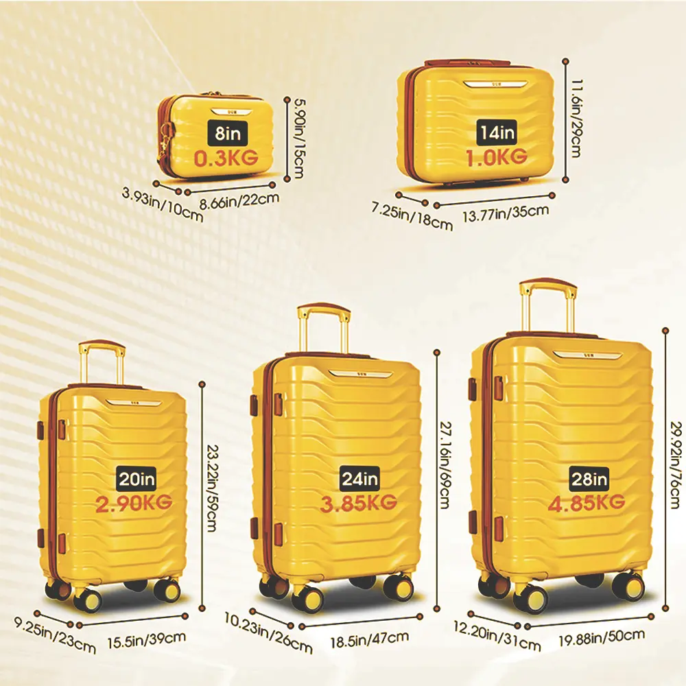 Expandable Luggage Sets 9pcs/8pcs/7pcs/4pcs Suitcase Sets With Water-Proof and Expandable Layer Makeup Bag Side Hooks And TSA Lock