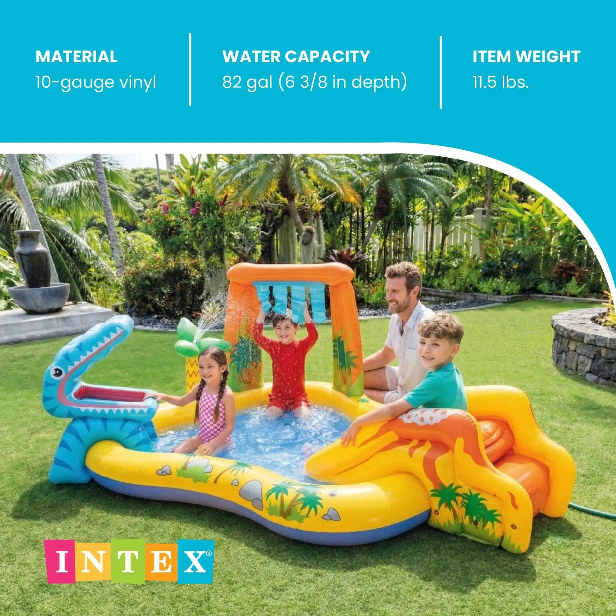Inflatable Kids Dinosaur Play Center Outdoor Water Park Pool with Slide