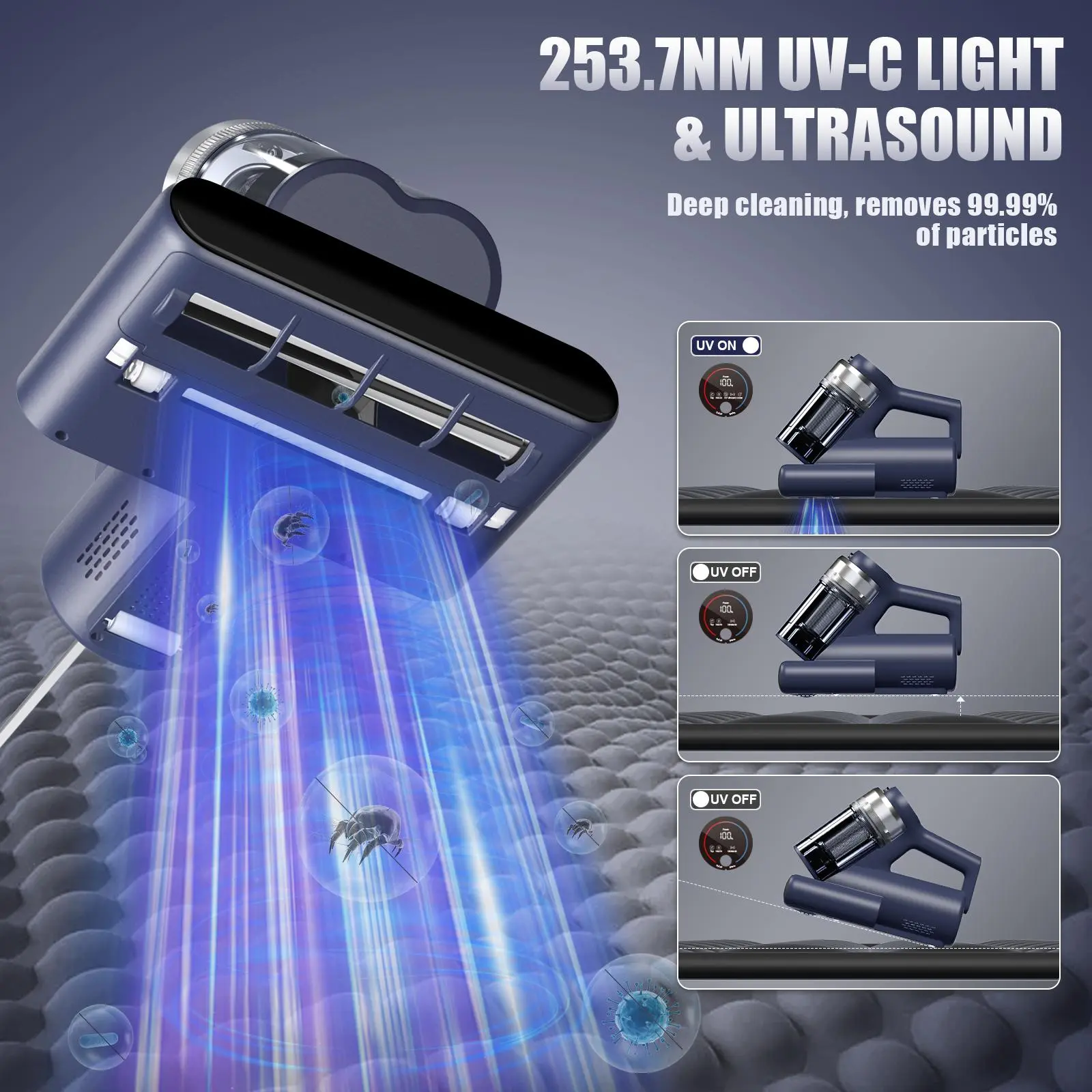Mattress Vacuum Cleaner for Dust Mites – 16KPa Powerful Suction, UV-C Sterilization, 149°F Hot Air & HEPA Deep Cleaning