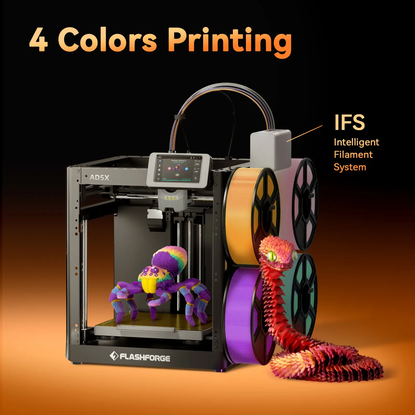 3D Printer - Multi-Color, High Speed 600mm/s, with Display Screen, 1 Count, Black