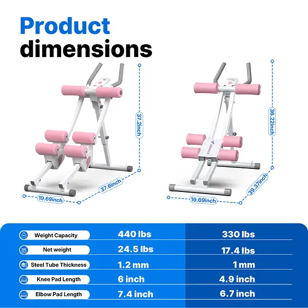 Dual Track Ab Trainer with LCD Monitor, 440lbs Weight Capacity,Foldable for Easy Storage, Ergonomic Supportive Design, Tones Waist Abs Arms Legs Hips, Ideal for Home Gym Beginners & Daily Fitness Enthusiasts