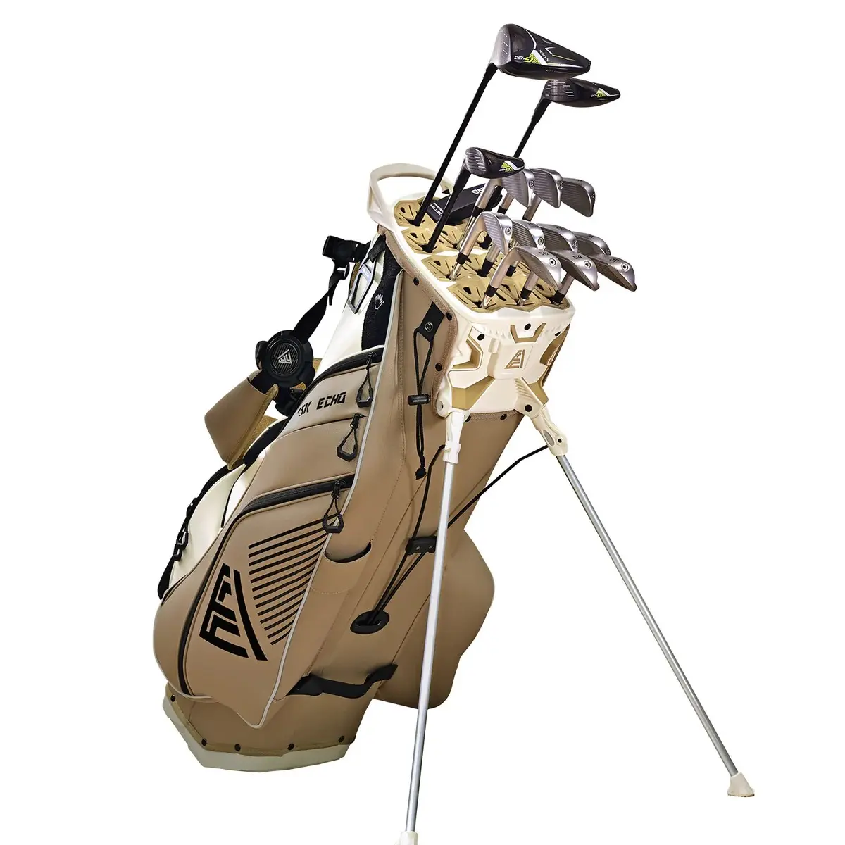 Golf Soundless Hybrid Stand Bag ST-LOCK Mecha 14 Way Dividers Quiet Bag / Toasted Almond